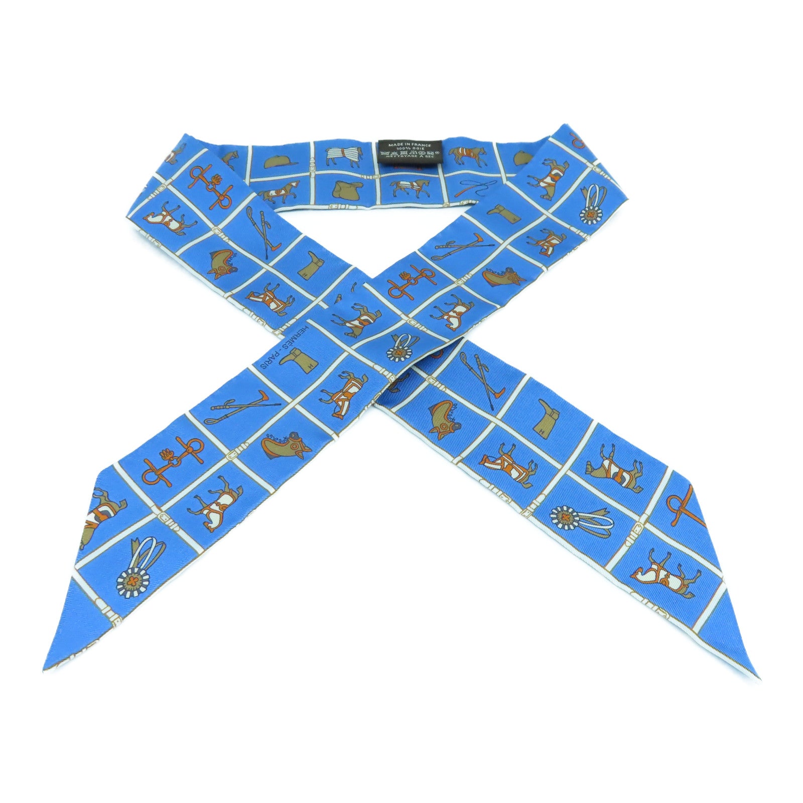 HERMES 【激減優惠】絲質Twilly Scarf絲巾淺藍色