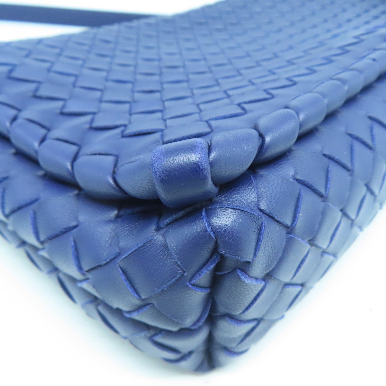 BOTTEGA VENETA 【清倉大減價】羊皮皮革Shoulder Bag黑扣肩背袋藍色