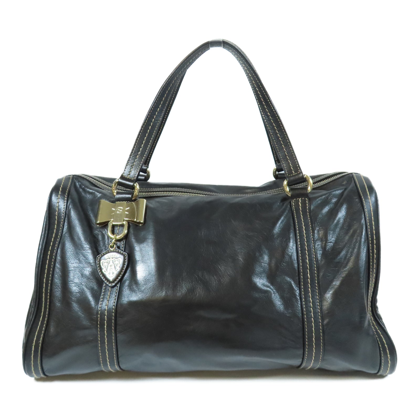 GUCCI 【激減優惠】牛皮皮革Boston Bag金扣肩背袋黑色