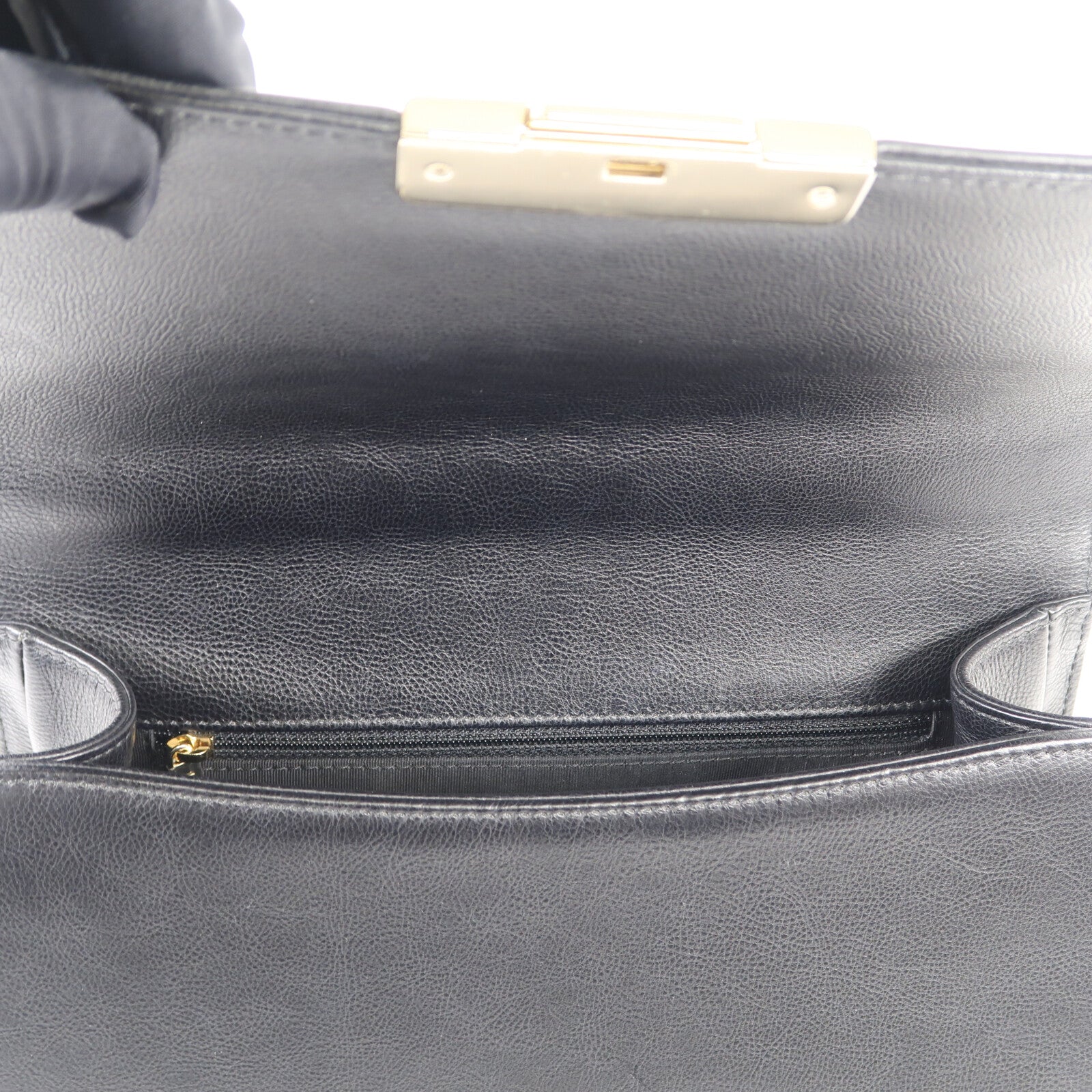 CHANEL 牛皮皮革Chain Shoulder金扣鏈帶手挽肩背兩用袋