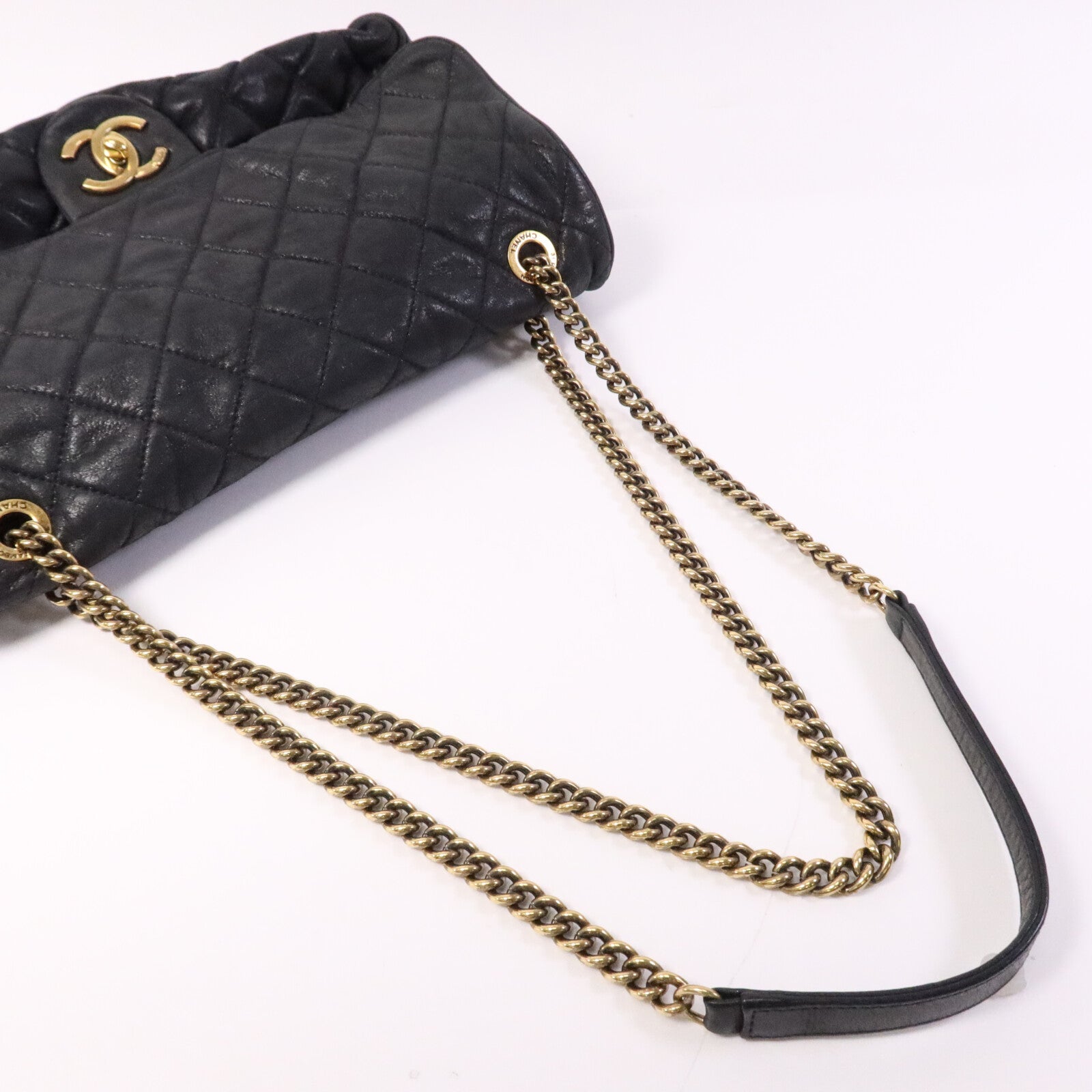 CHANEL 牛皮皮革Chain Shoulder Bag金扣鏈帶肩背袋