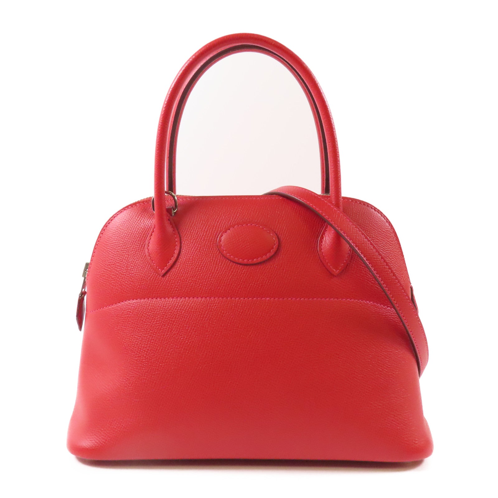 HERMES Epsom皮革Bolide 27銀扣手挽肩背兩用袋Q5 Rouge Casaque
