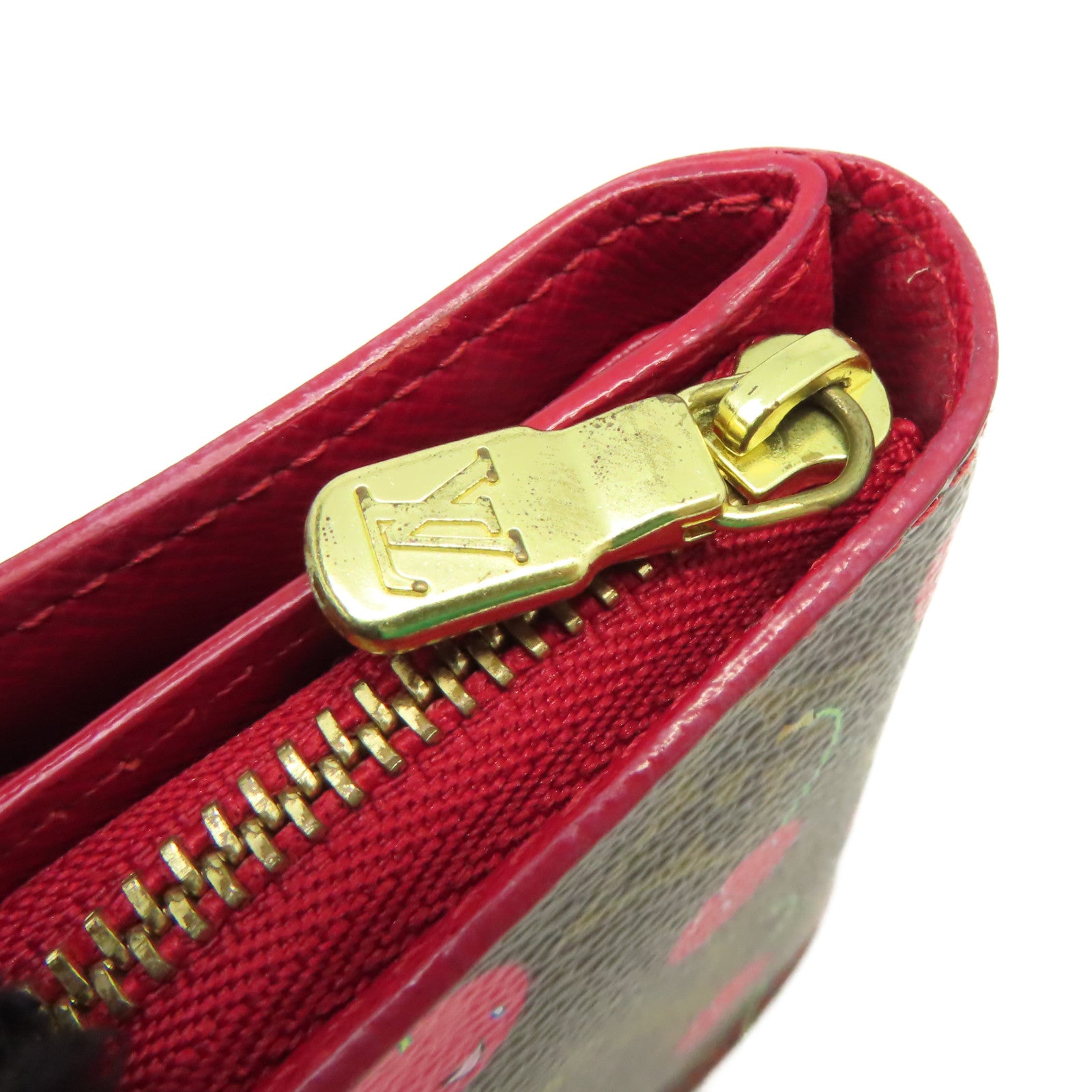 LOUIS VUITTON 【清倉大減價】Monogram Cherry Compact Zip Wallet金扣錢包啡色