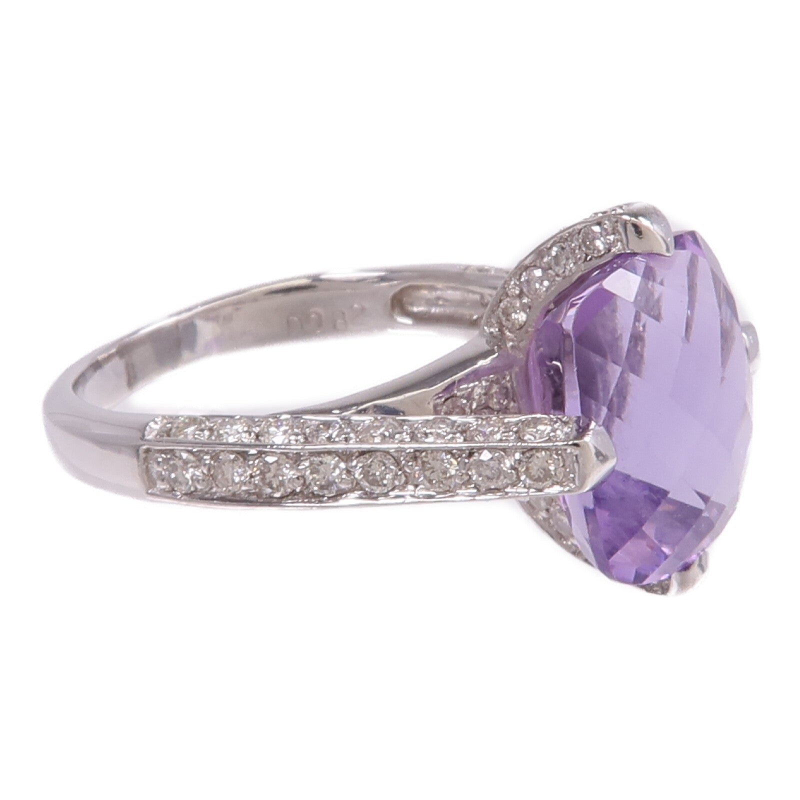 JEWELRY 18K白金Amethyst Diamond Ring紫晶/鑽石戒指US#6.75