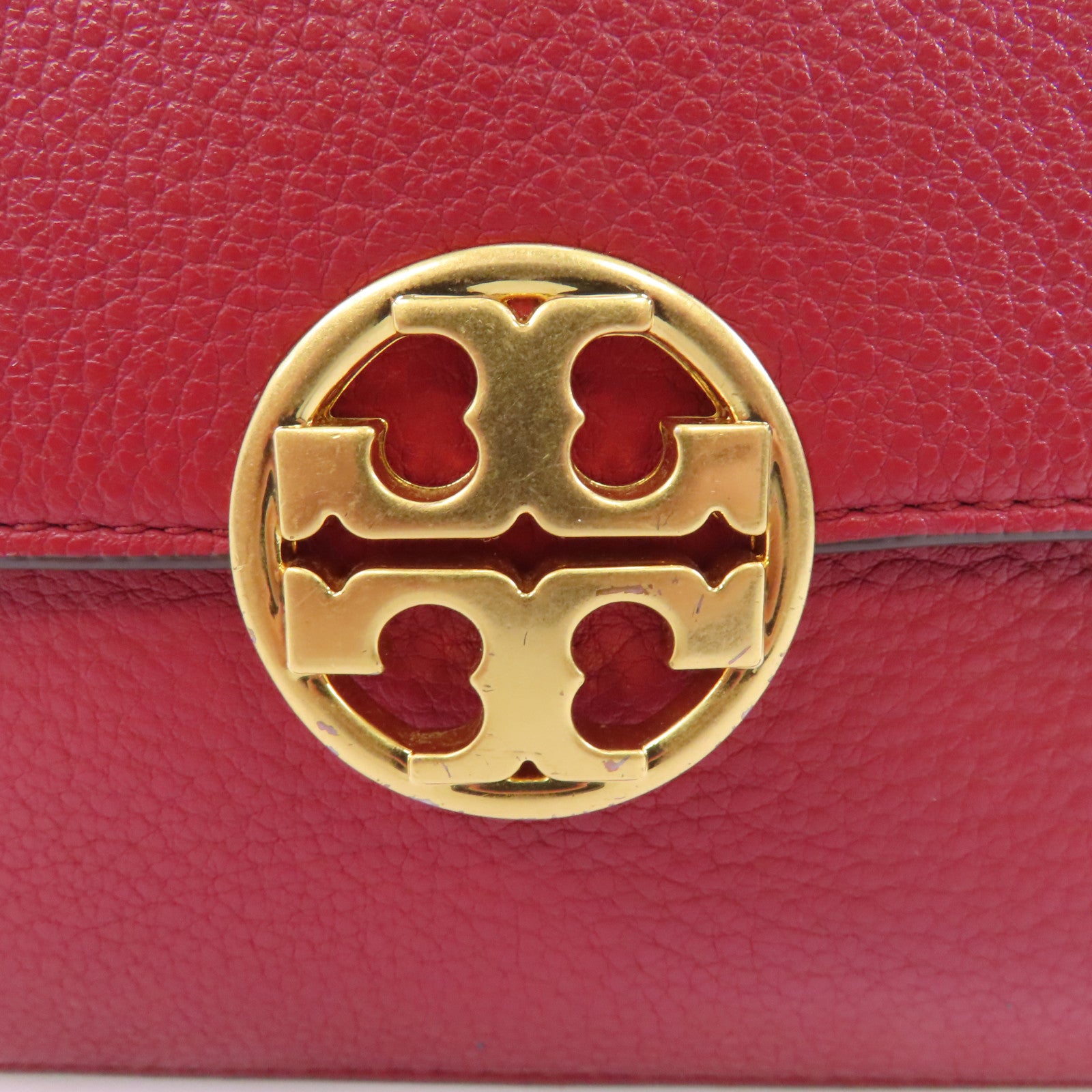 Tory Burch 牛皮皮革Chain Shoulder Bag金扣鏈帶肩背袋紅色