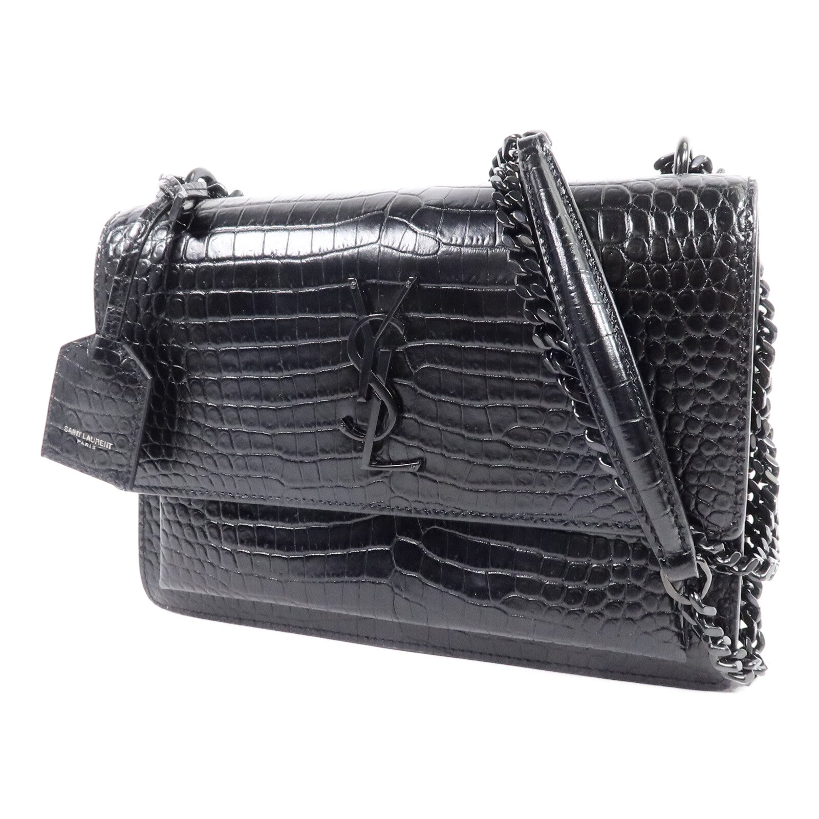 SAINT LAURENT 牛皮皮革Sunset Medium鏈帶肩背袋