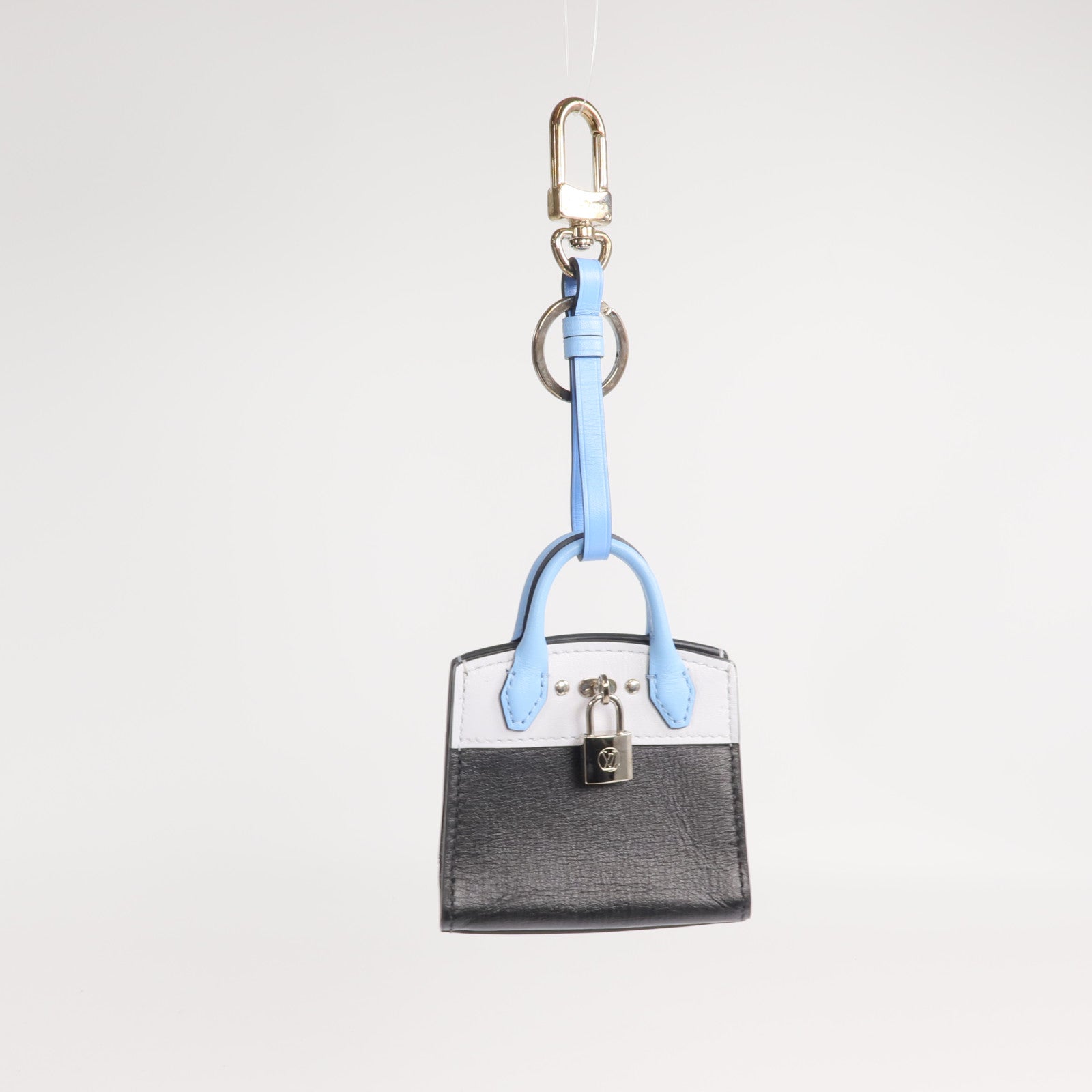 LOUIS VUITTON 牛皮皮革City Steamer Key Chain銀扣掛飾
