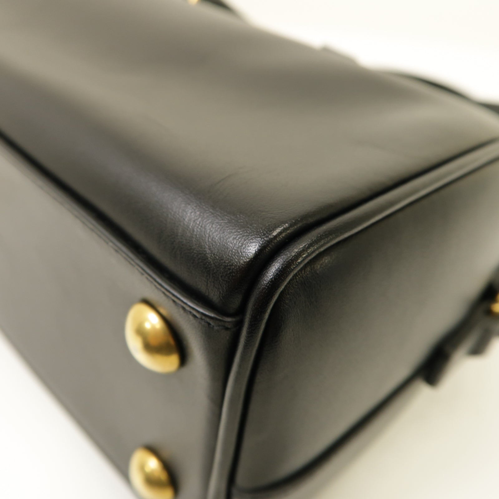 YVES SAINT LAURENT 牛皮皮革 2 Way Bag 金扣手挽肩背兩用袋黑色