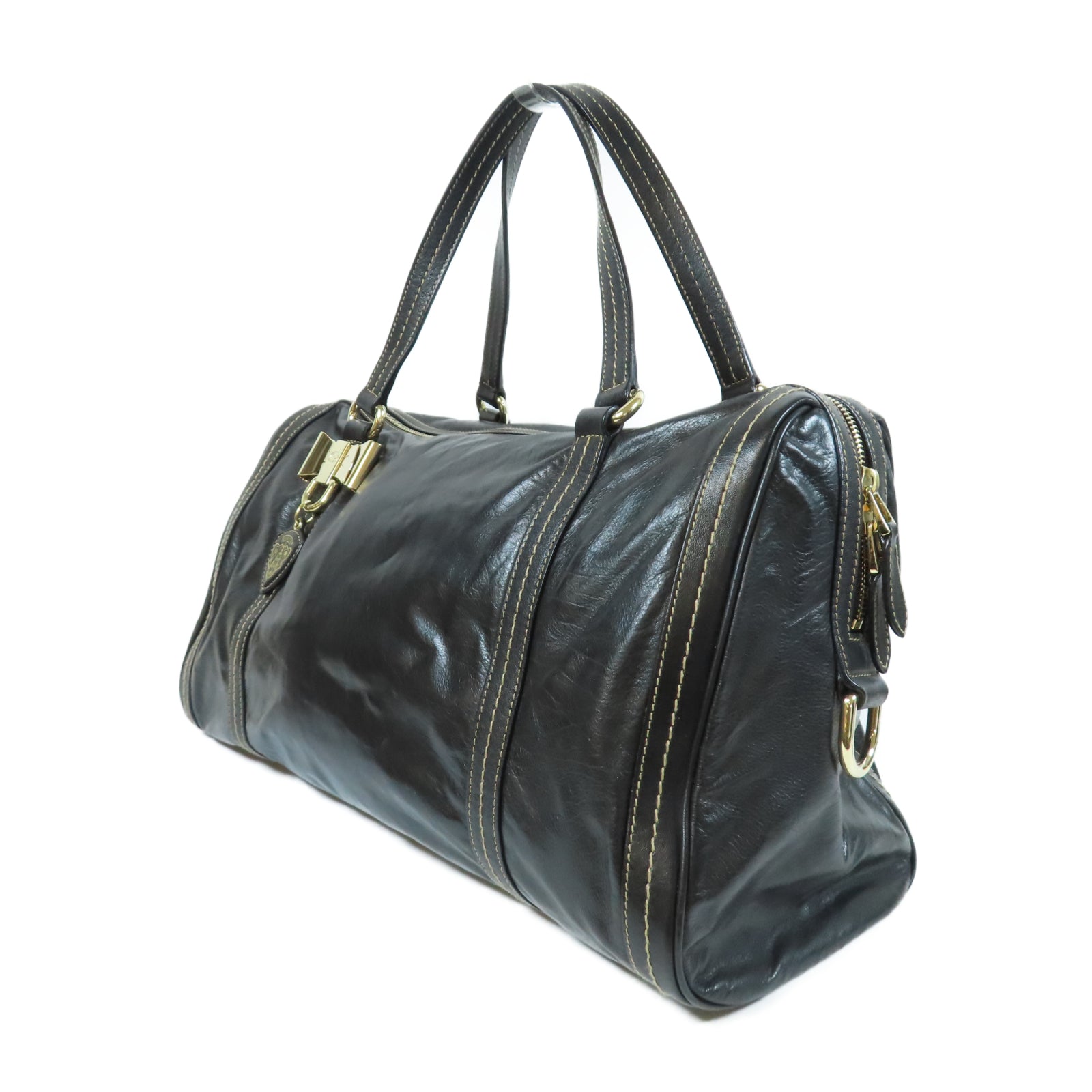 GUCCI 【激減優惠】牛皮皮革Boston Bag金扣肩背袋黑色