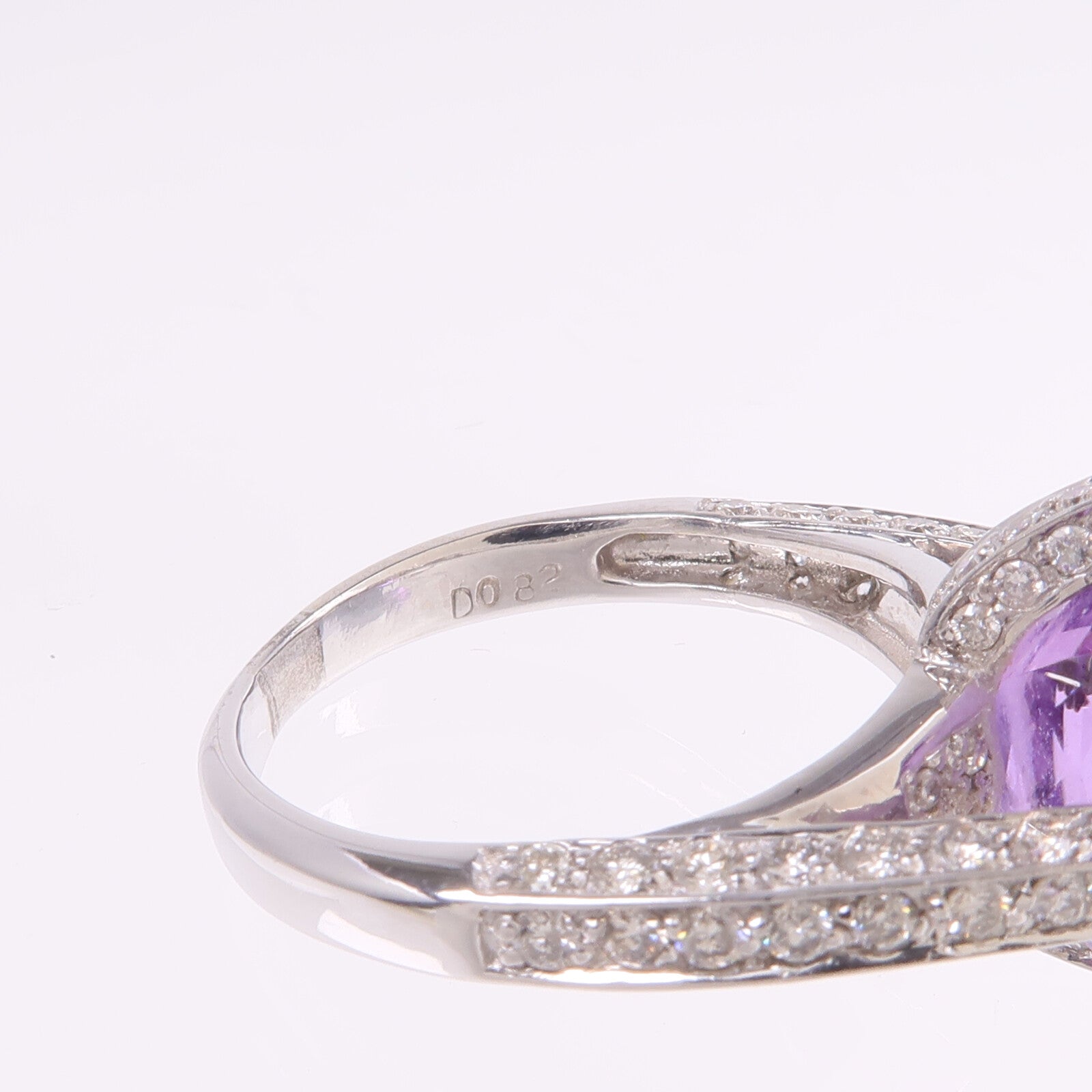 JEWELRY 18K白金Amethyst Diamond Ring紫晶/鑽石戒指US#6.75
