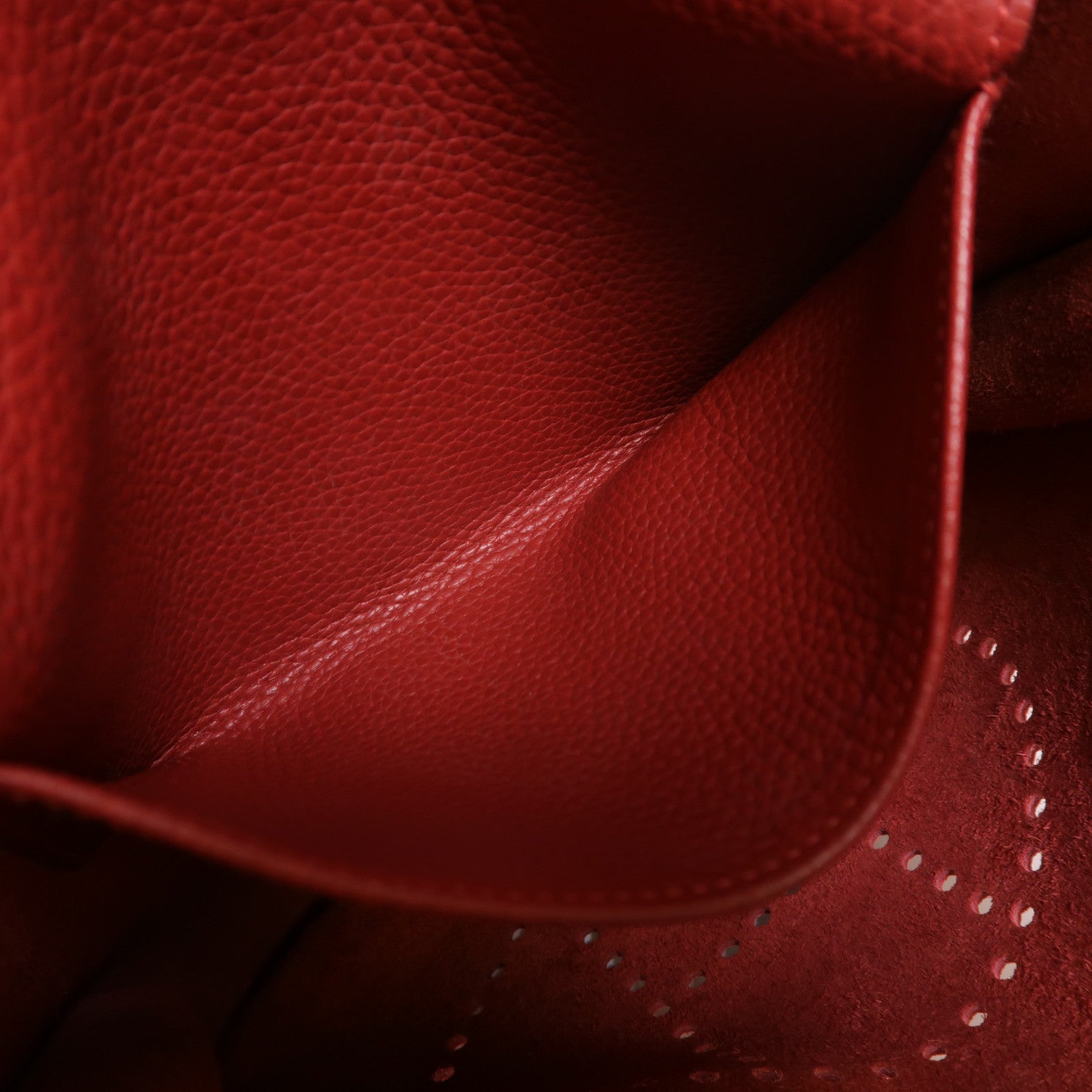 HERMES Clemence皮革Evelyne PM銀扣肩背袋Rouge H