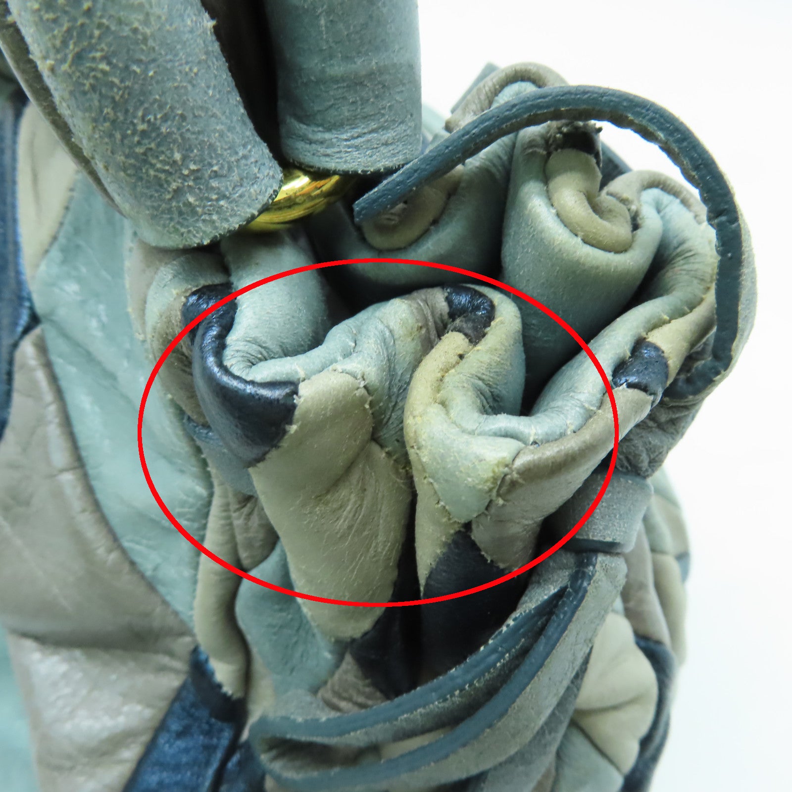 Miu Miu 【激減優惠】牛皮皮革2 Way Shoulder金扣手挽肩背兩用袋藍色/灰色