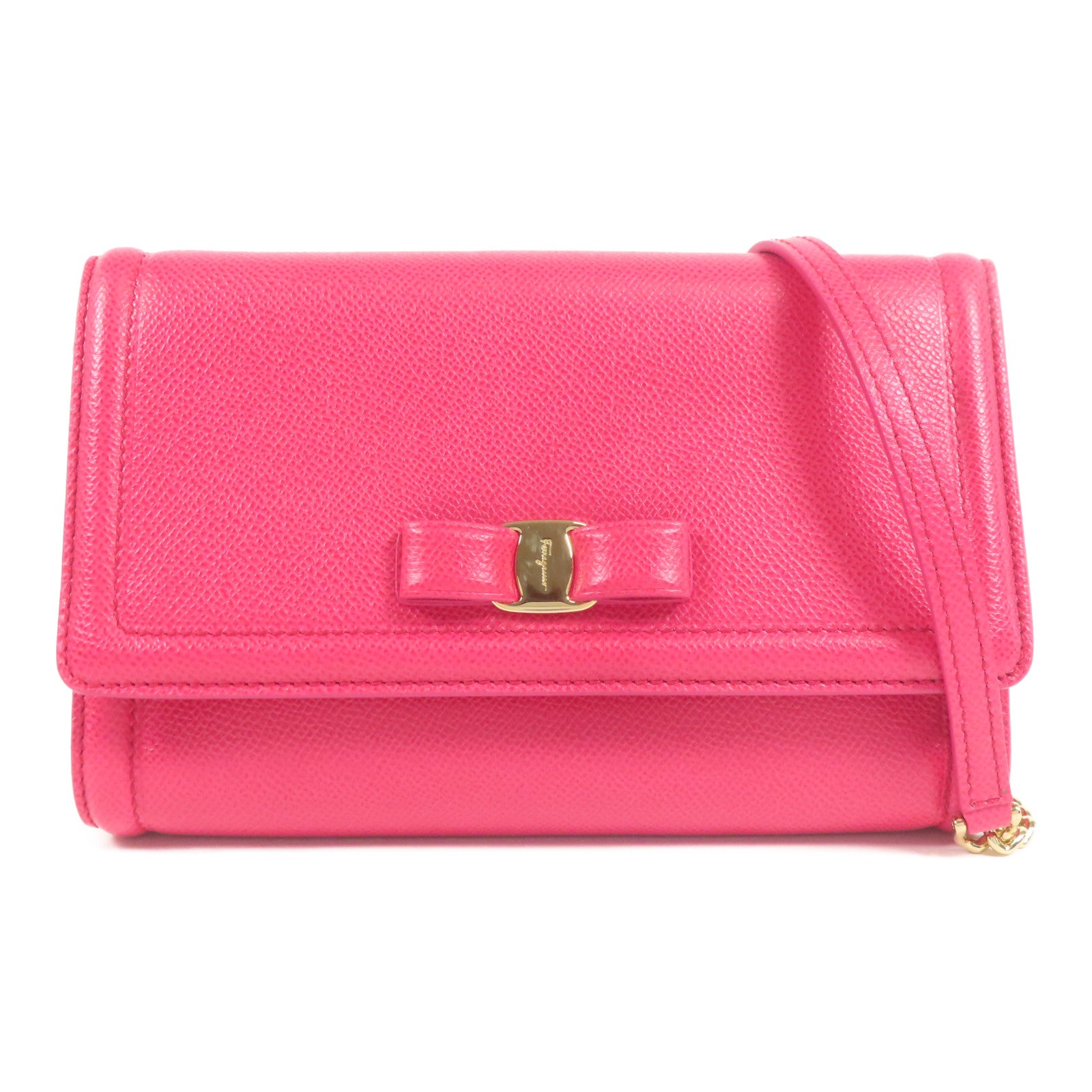 Salvatore Ferragamo 牛皮皮革Shoulder Bag金扣鏈帶肩背袋