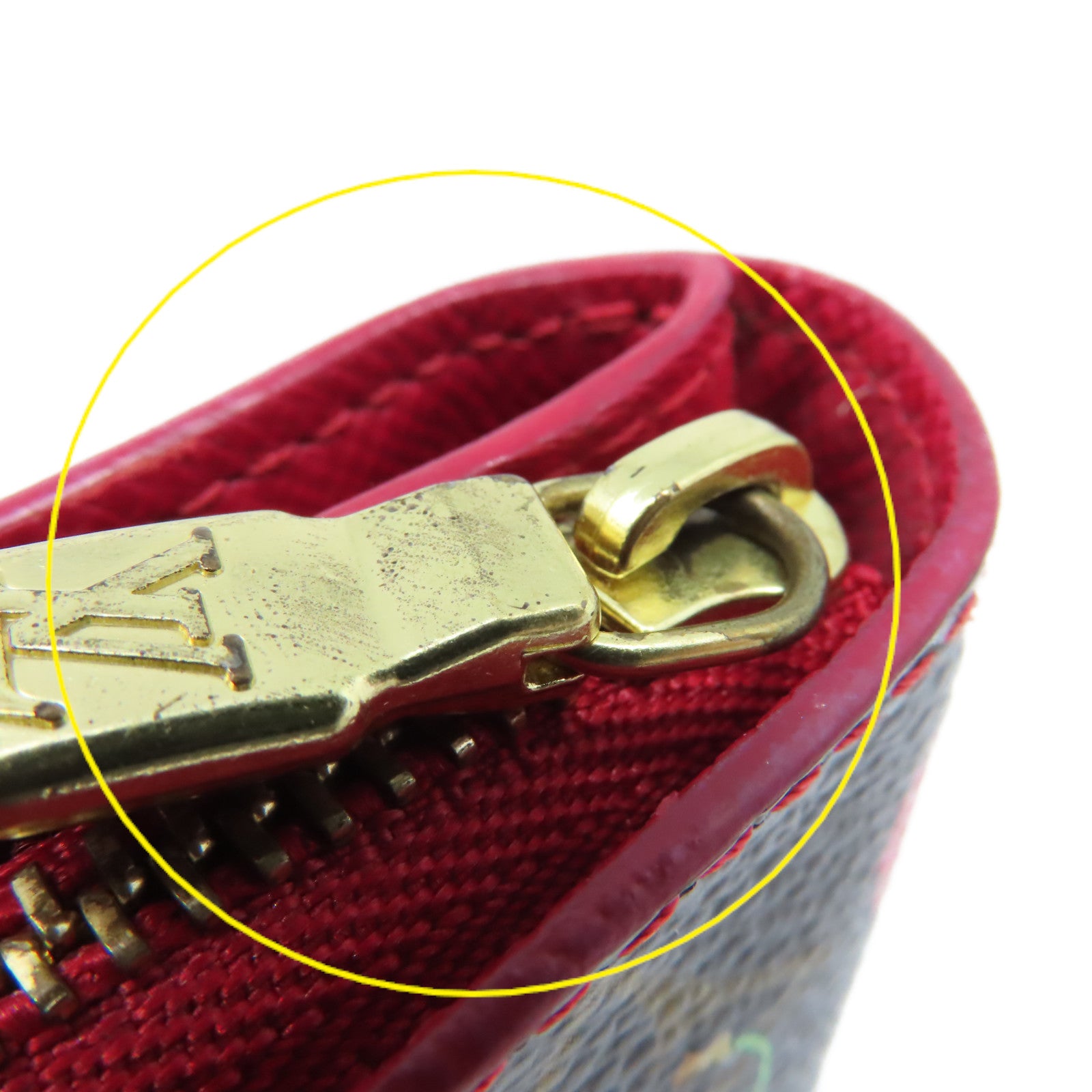 LOUIS VUITTON 【清倉大減價】Monogram Cherry Compact Zip Wallet金扣錢包啡色