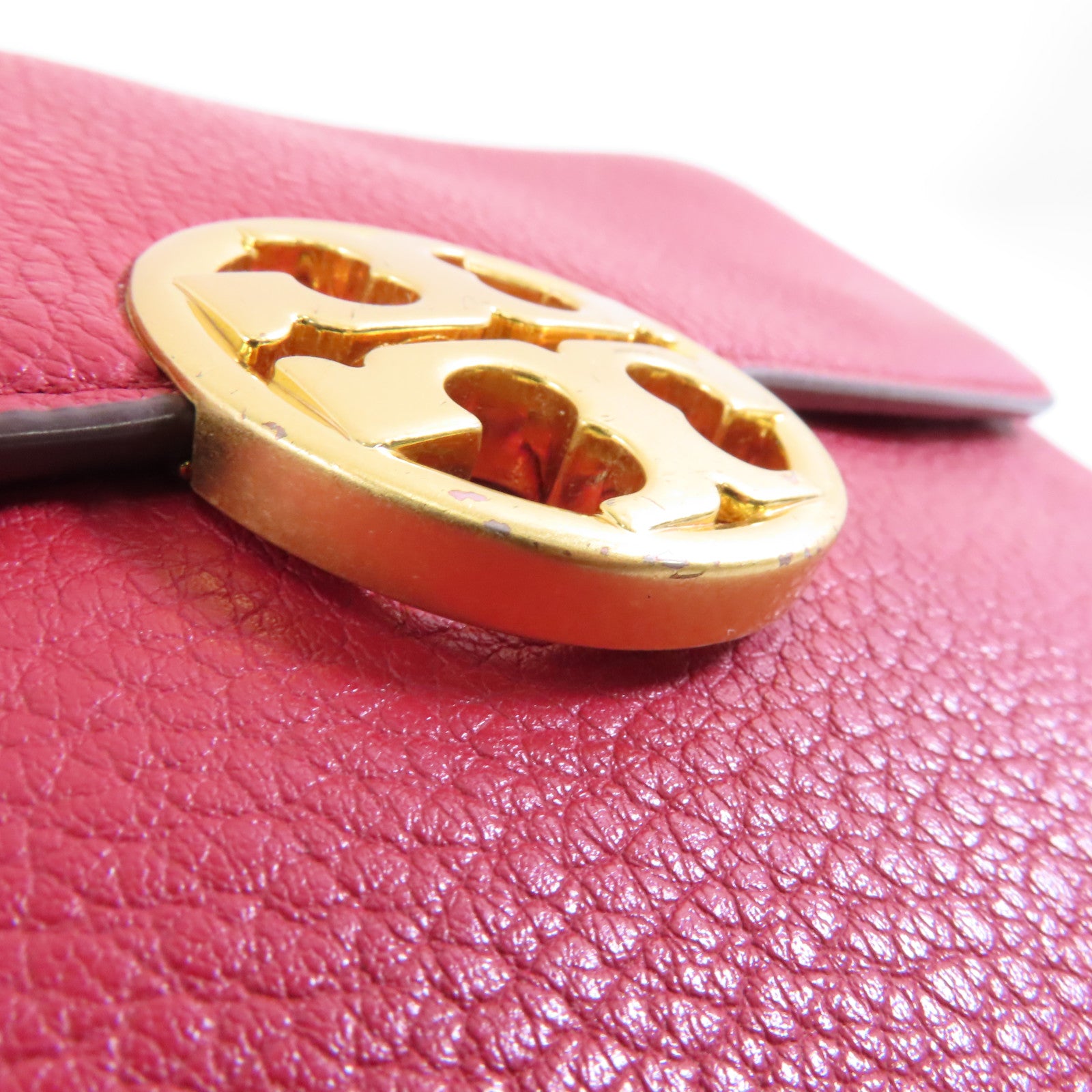 Tory Burch 牛皮皮革Chain Shoulder Bag金扣鏈帶肩背袋紅色
