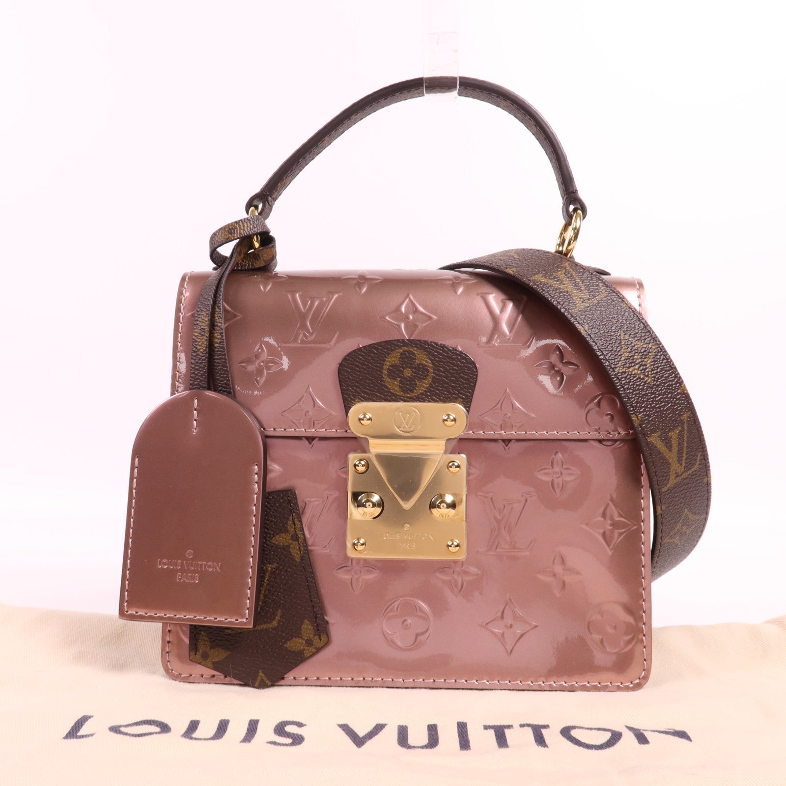 LOUIS VUITTON Vernis Spring Street PM金扣手挽肩背兩用袋