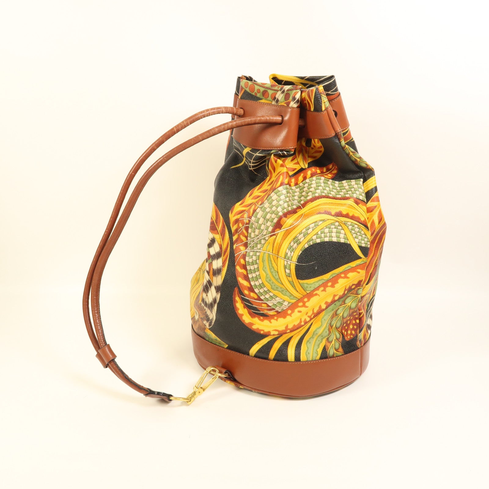 Salvatore Ferragamo 塗層帆布/牛皮皮革Rucksack金扣背包