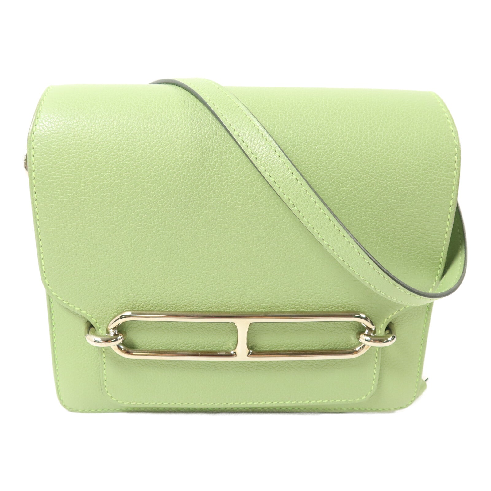 HERMES Evercolor皮革Mini Roulis肩背袋Vert Criguet