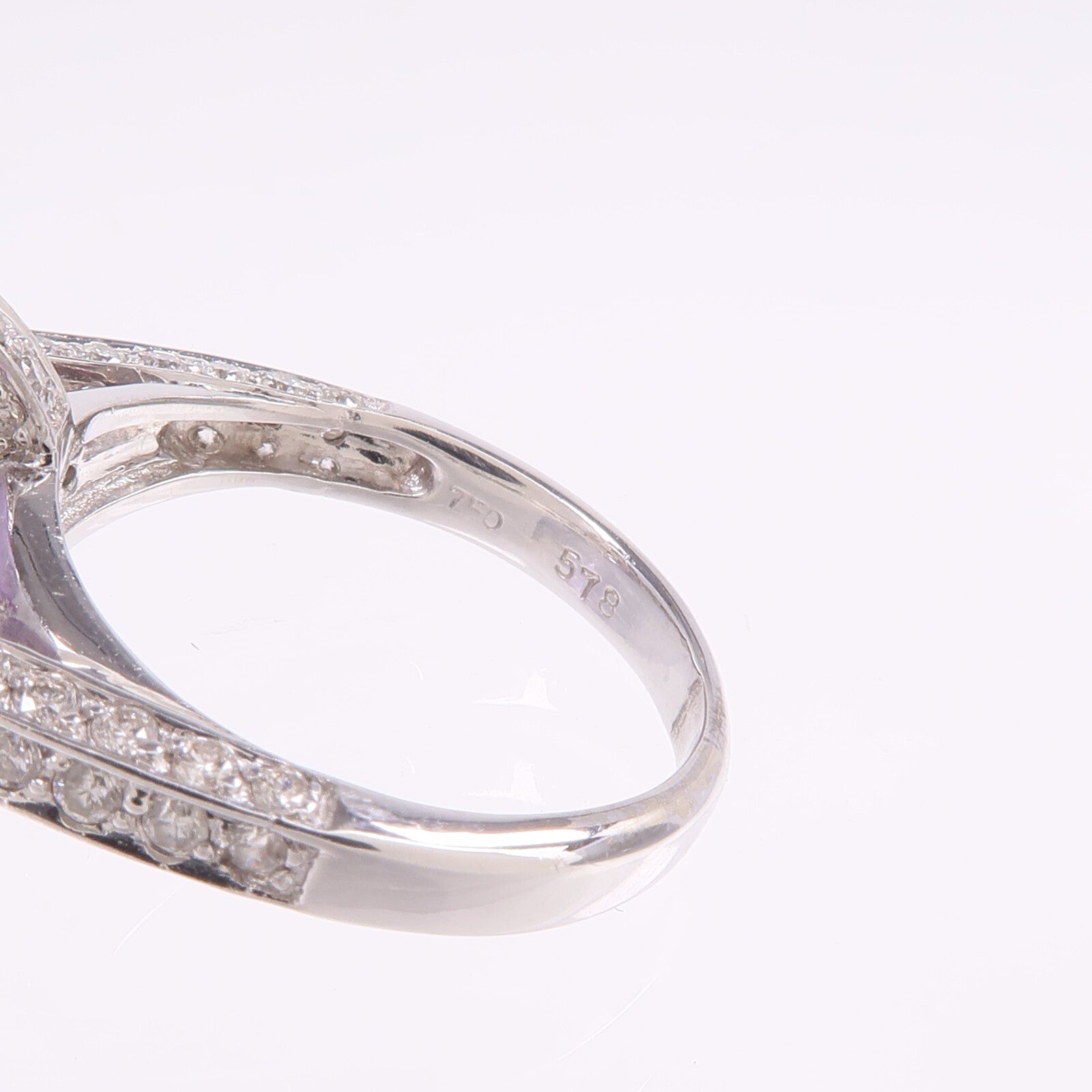 JEWELRY 18K白金Amethyst Diamond Ring紫晶/鑽石戒指US#6.75