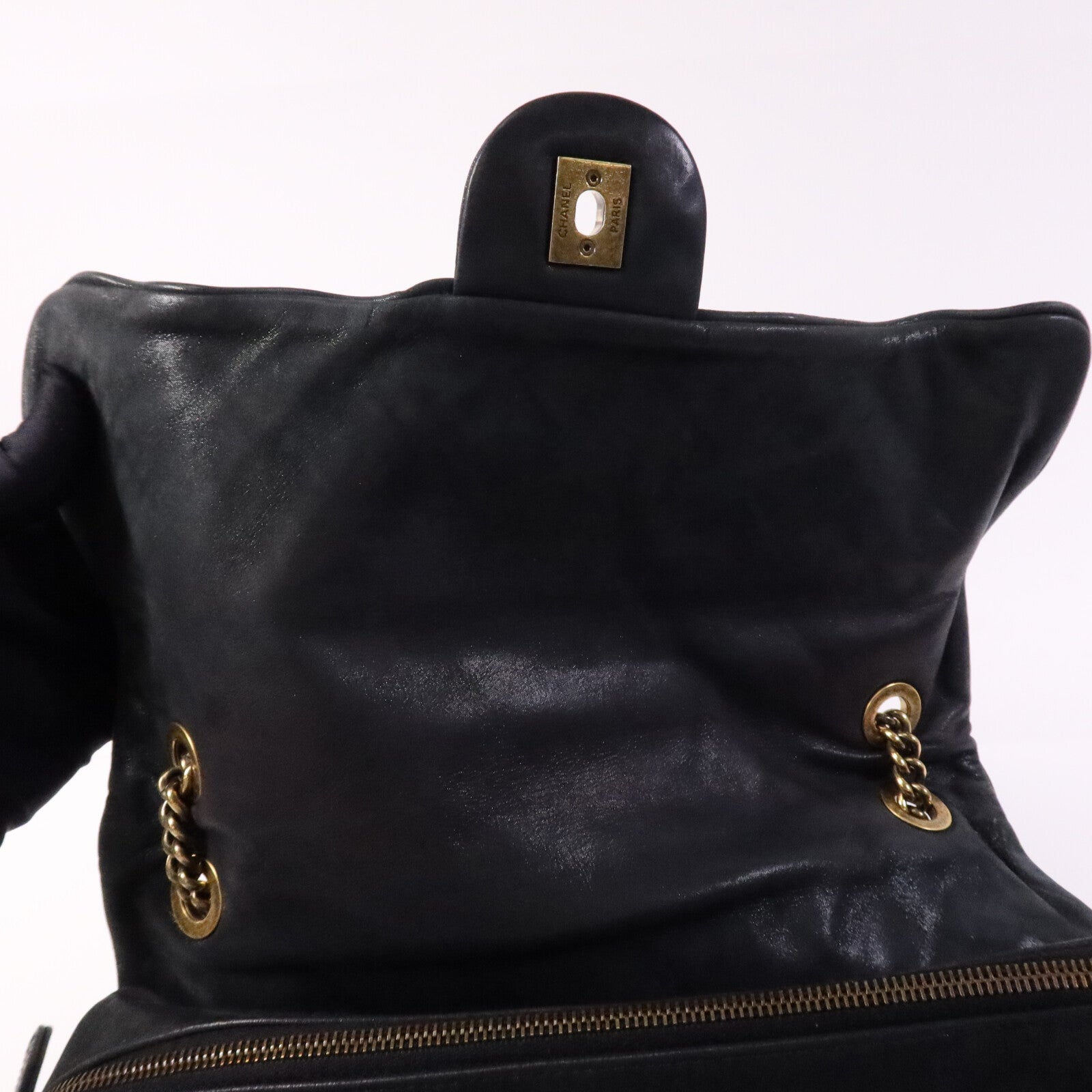 CHANEL 牛皮皮革Chain Shoulder Bag金扣鏈帶肩背袋