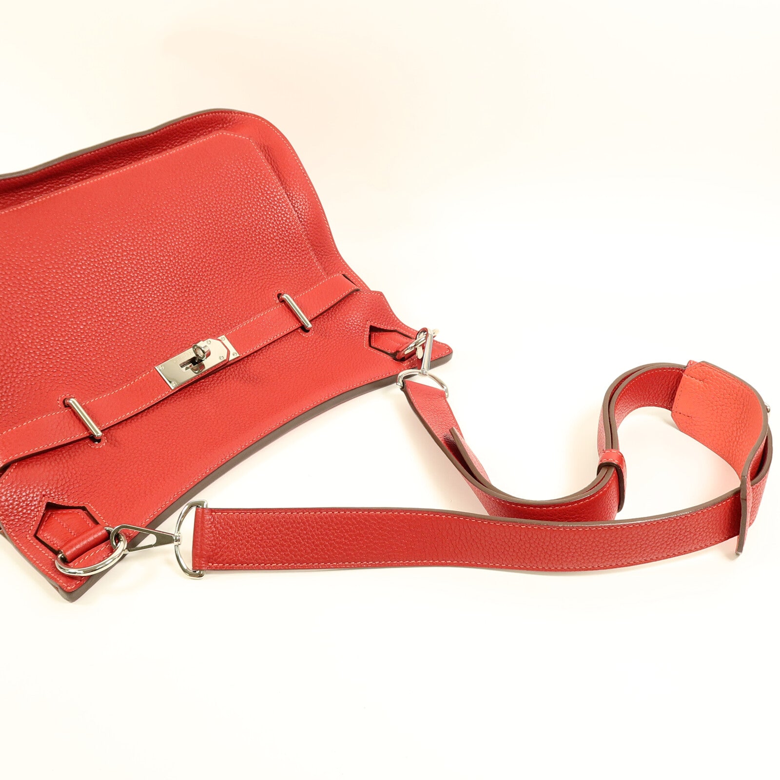 HERMES Togo皮革Jypsiere 34肩背袋Rouge Casaque