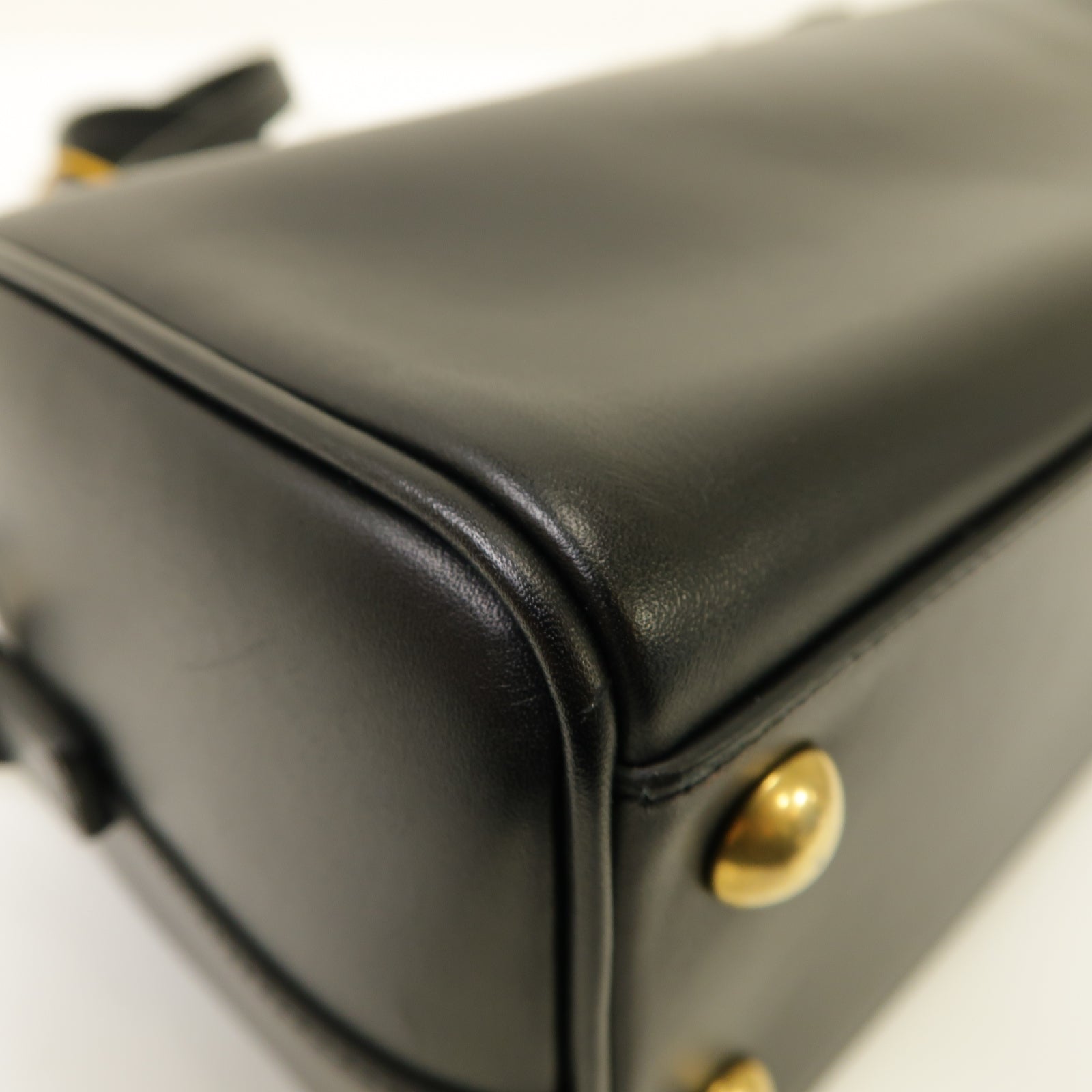 YVES SAINT LAURENT 牛皮皮革 2 Way Bag 金扣手挽肩背兩用袋黑色