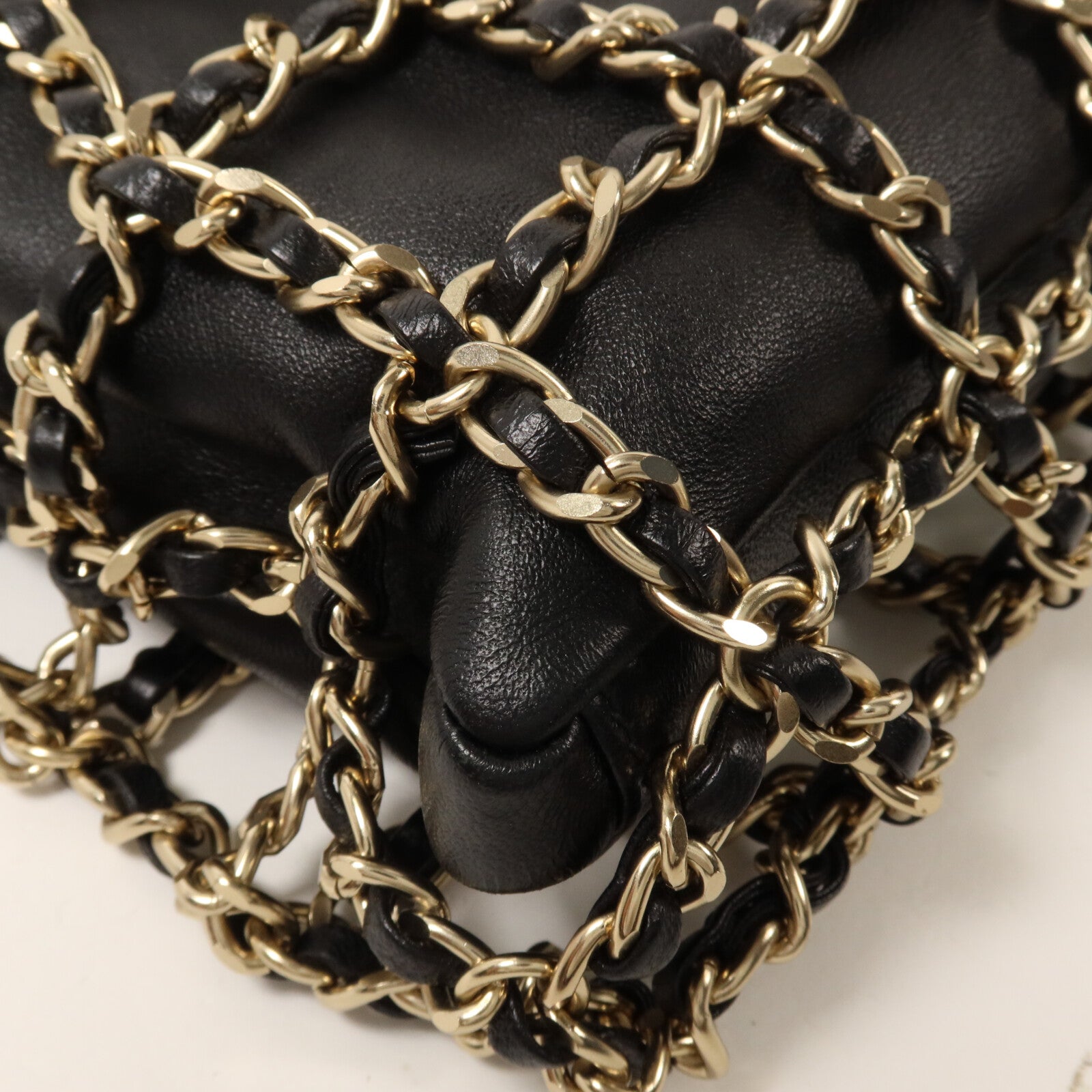 CHANEL 羊皮皮革Cage Shopping Bag鏈帶肩背袋