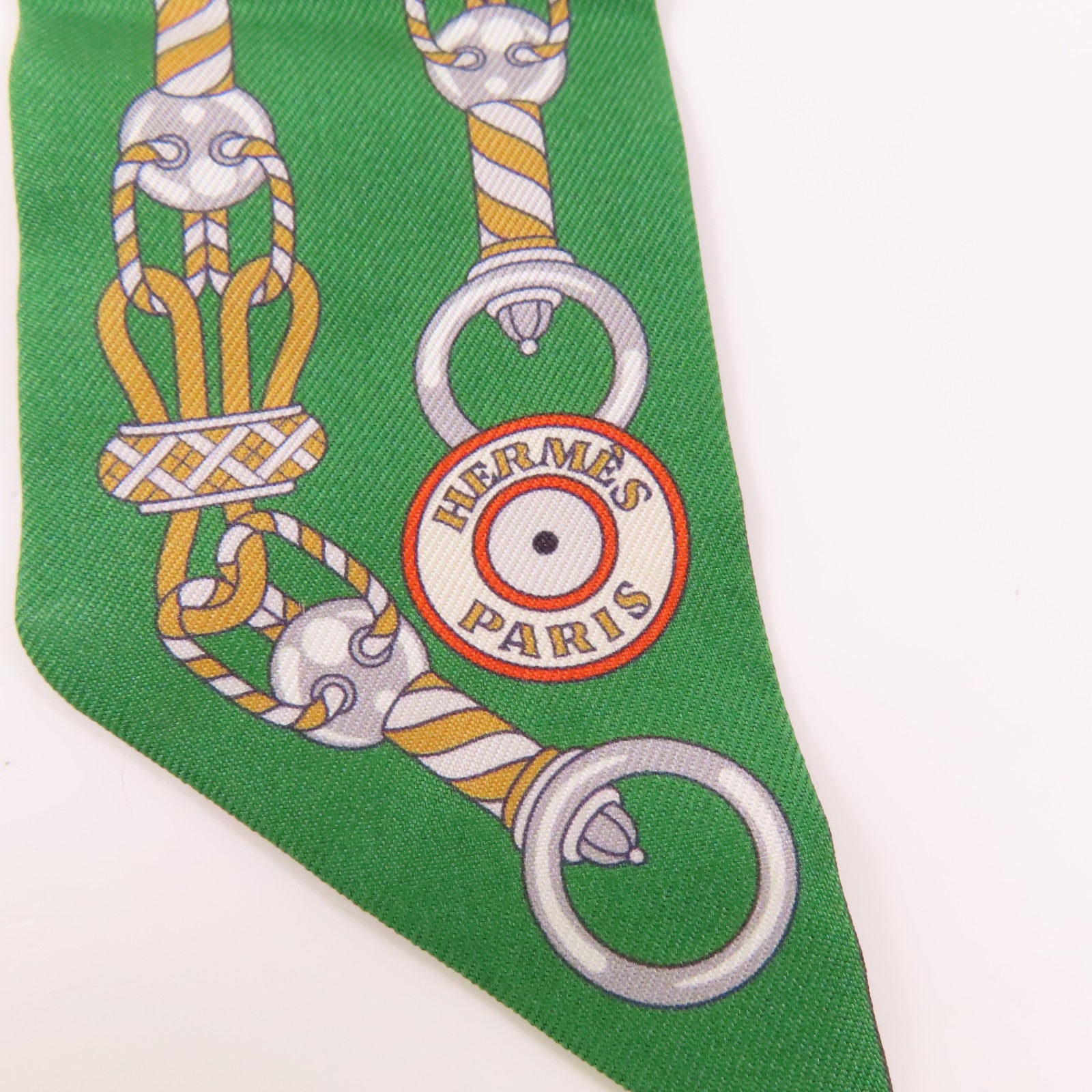 HERMES Twilly Scarf Scarves Silk Green
