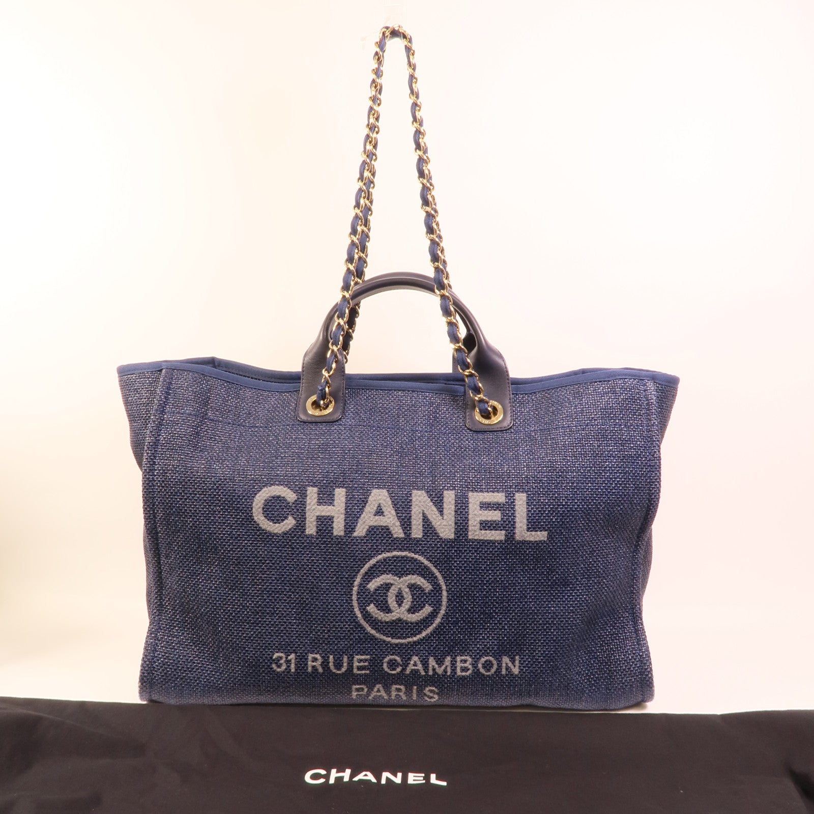 CHANEL Raffia/帆布Deauville Tote Bag手挽肩背兩用袋