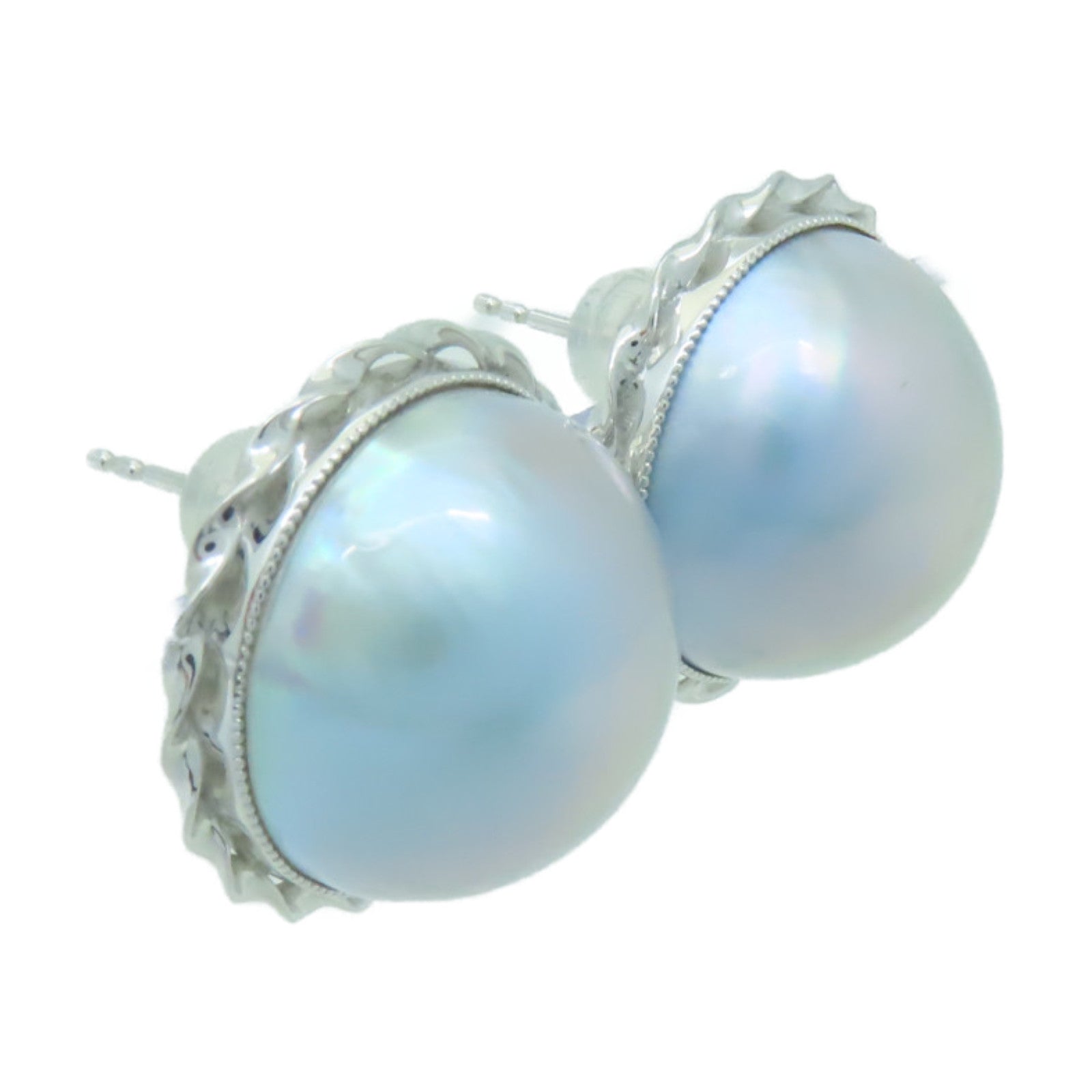 JEWELRY 【激減優惠】18K白金Pearl Earrings珍珠耳環淺藍色