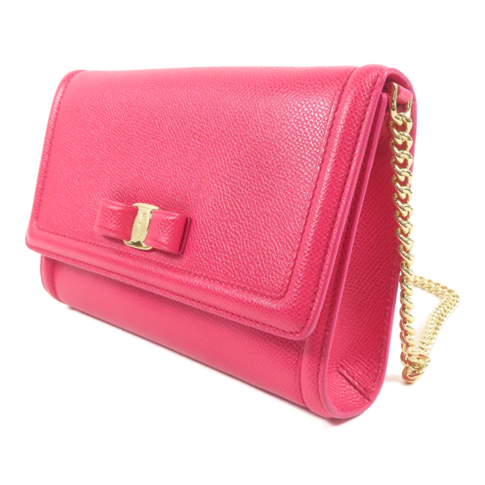 Salvatore Ferragamo 牛皮皮革Shoulder Bag金扣鏈帶肩背袋