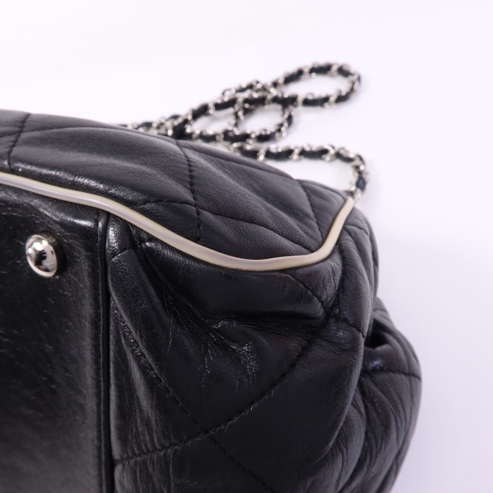 CHANEL 牛皮皮革Weat Accordion Flap銀扣鏈帶肩背袋