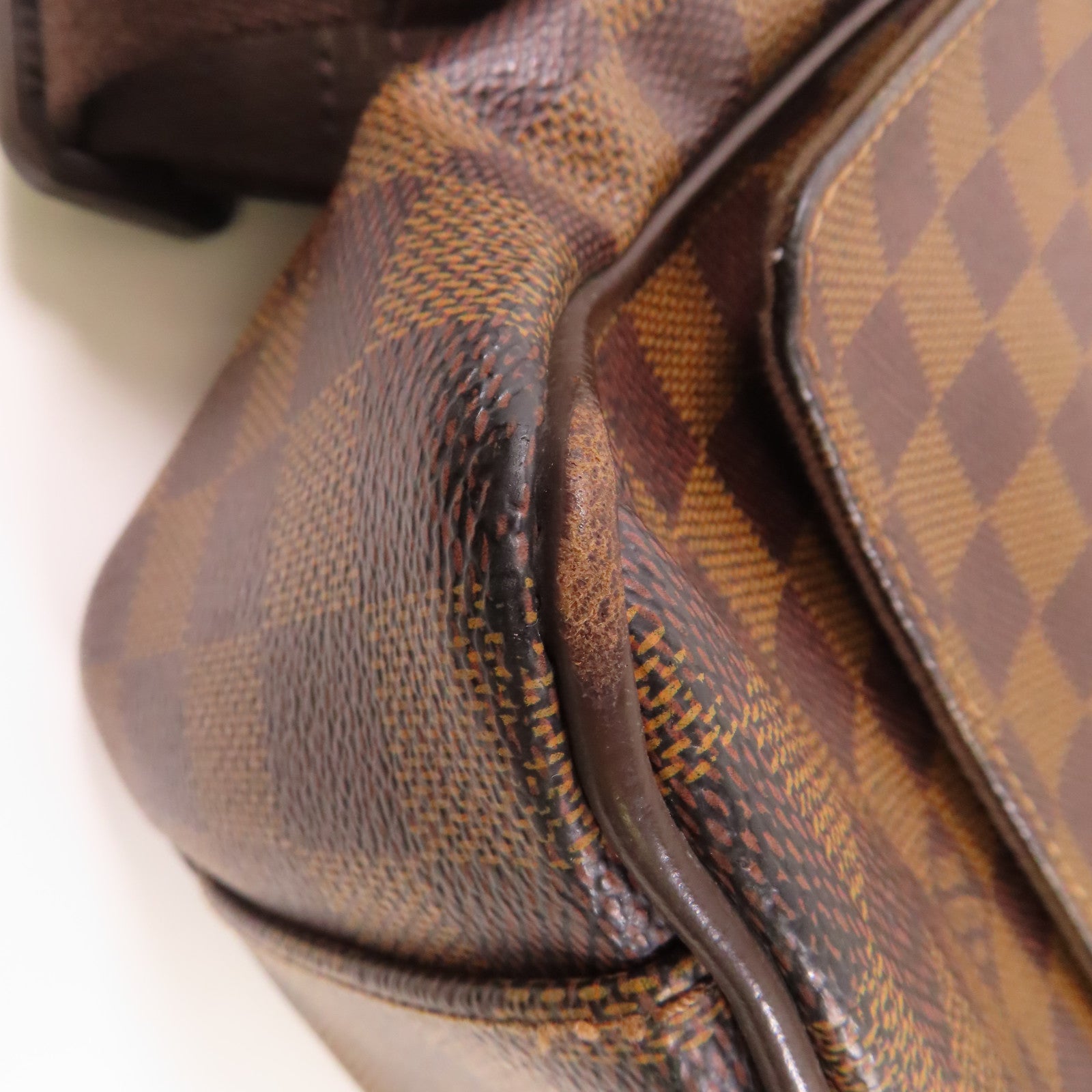 LOUIS VUITTON Damier Shelton MM金扣肩背袋棕色