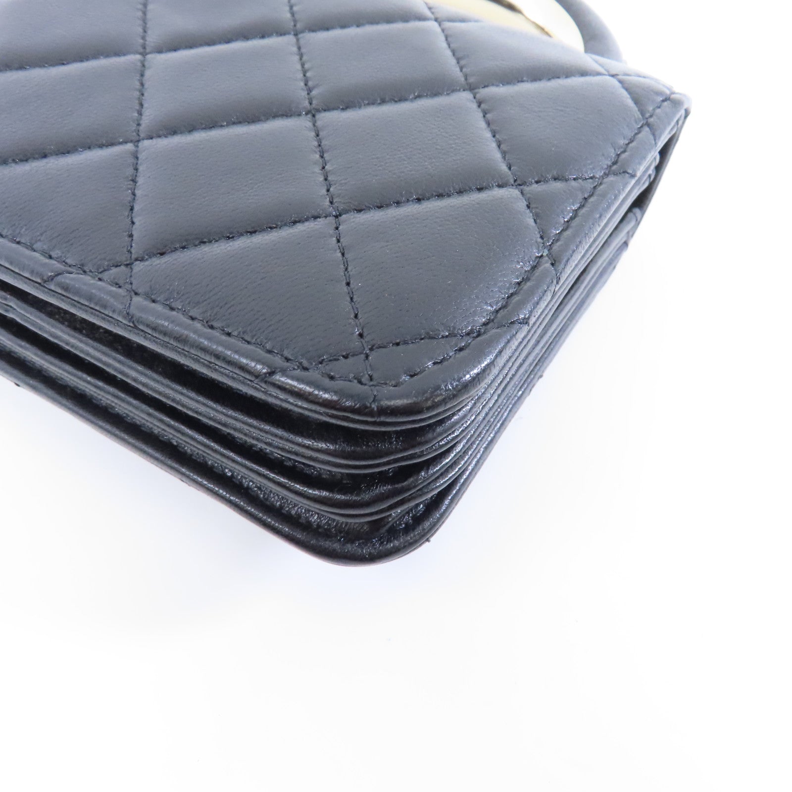 CHANEL 菱格羊皮皮革Chain Shoulder Bag金扣鏈帶肩背袋黑色