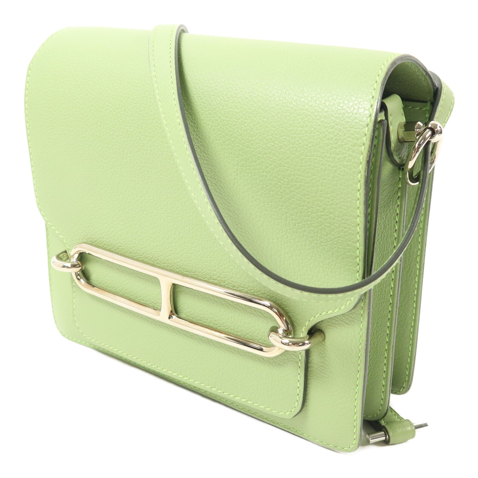 HERMES Evercolor皮革Mini Roulis肩背袋Vert Criguet