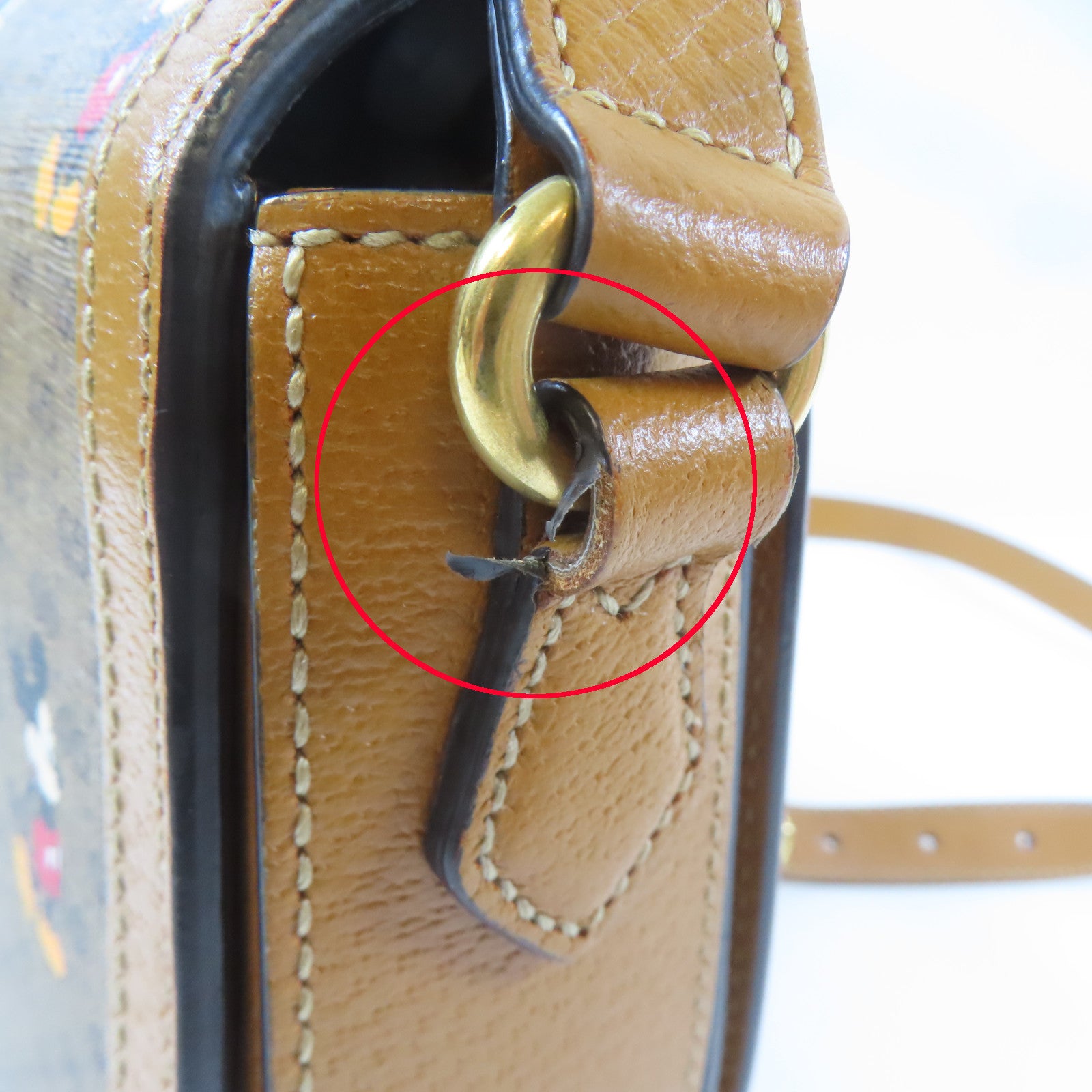 GUCCI 塗層帆布Disney Collabo GG Supreme金扣肩背袋啡色