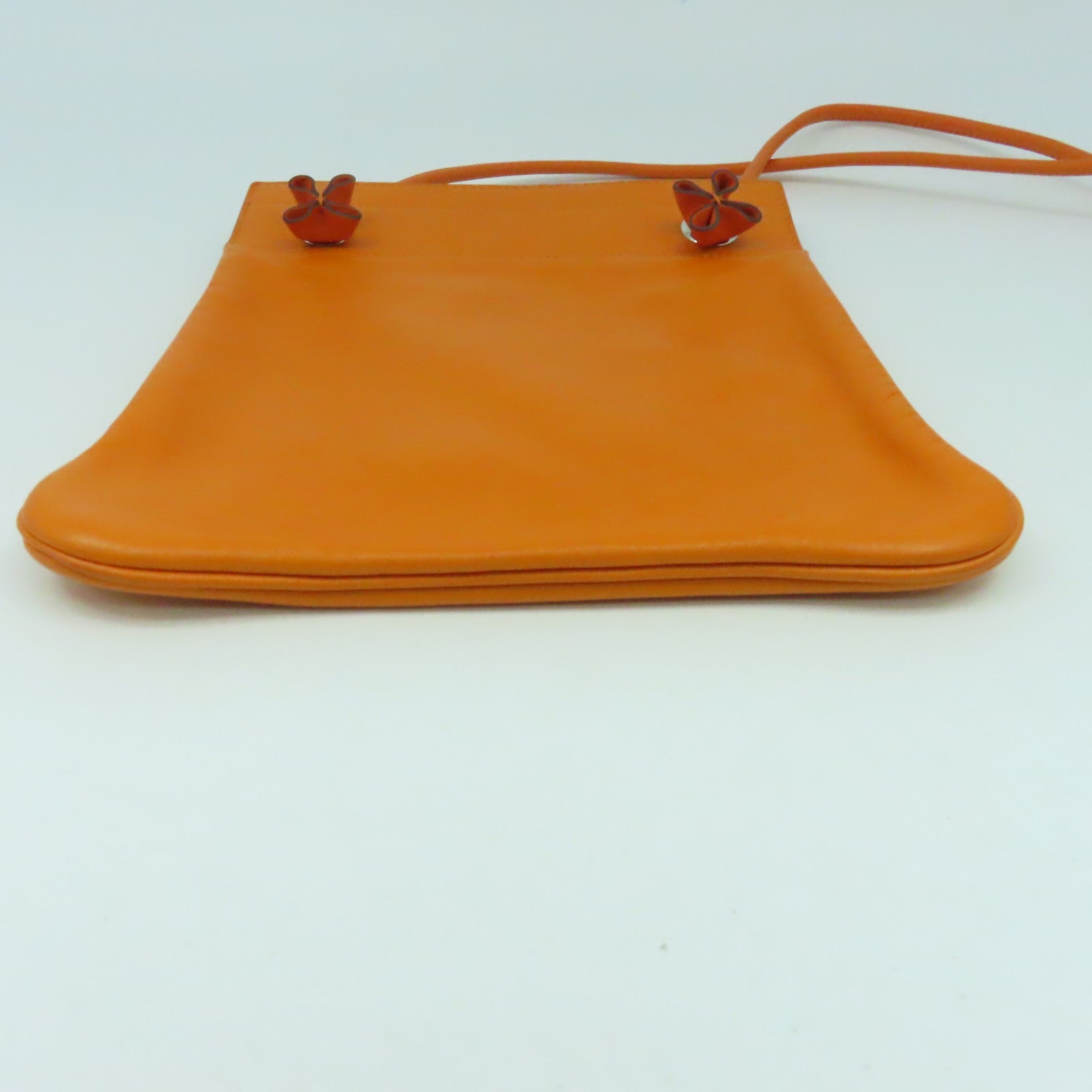 HERMES Veau Swift皮革Aline银扣肩背袋经典橘色