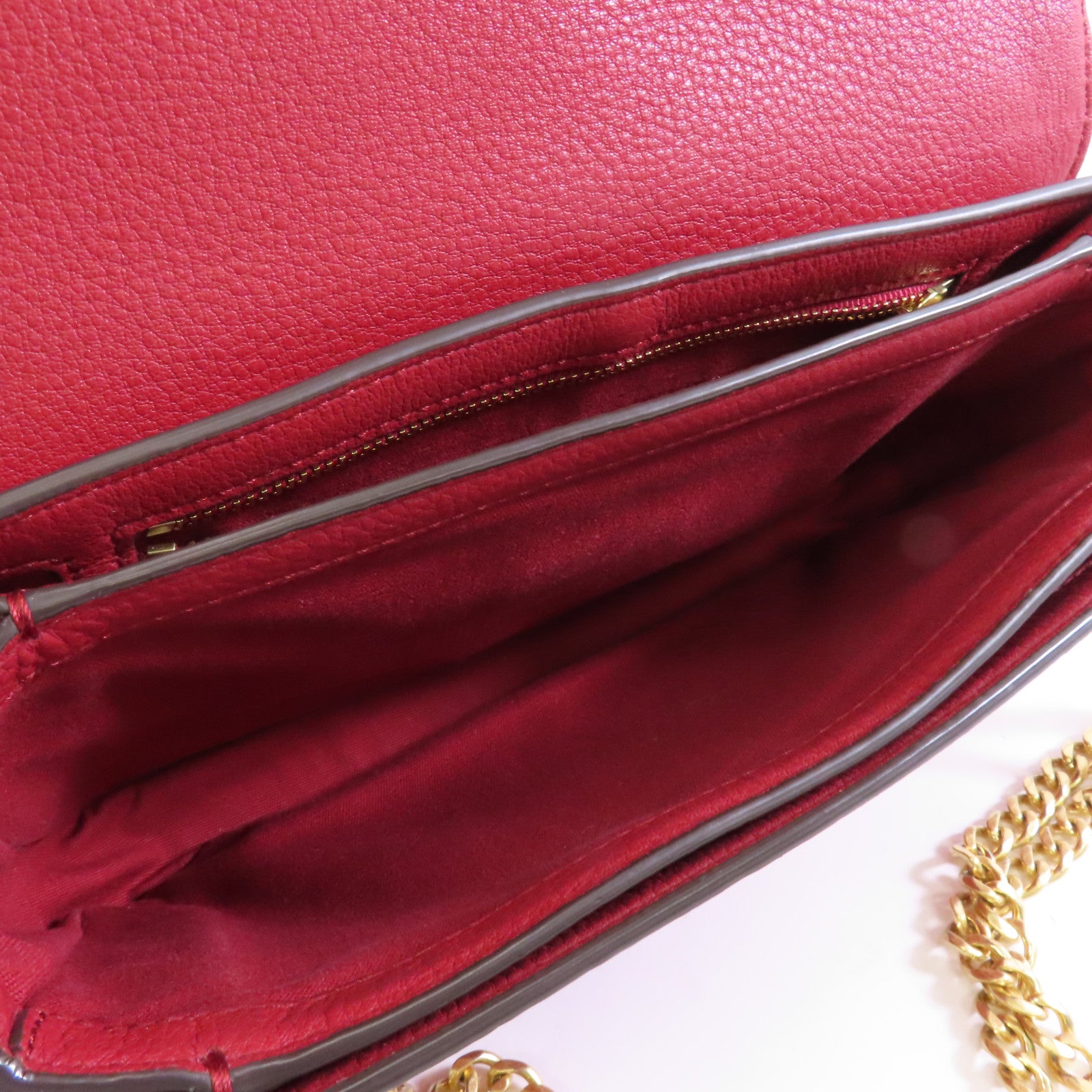 Tory Burch 牛皮皮革Chain Shoulder Bag金扣鏈帶肩背袋紅色