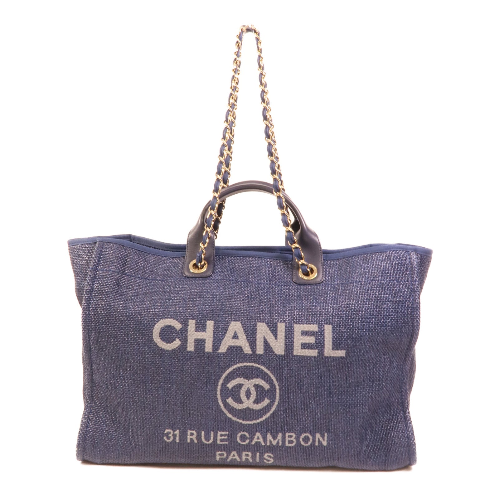 CHANEL Raffia/帆布Deauville Tote Bag手挽肩背兩用袋