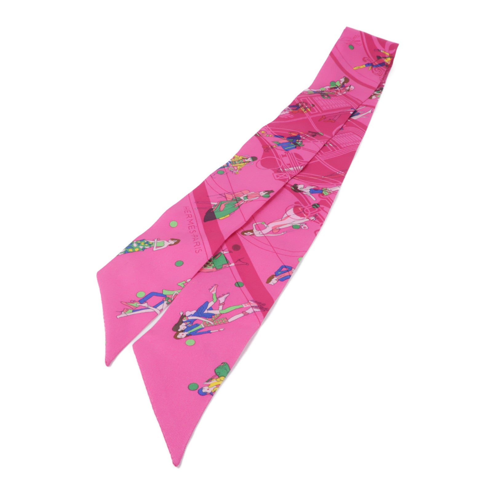 HERMES Twilly Scarf Scarves Silk Pink