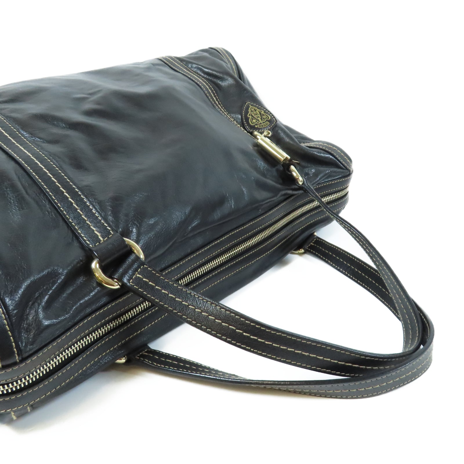 GUCCI 【激減優惠】牛皮皮革Boston Bag金扣肩背袋黑色