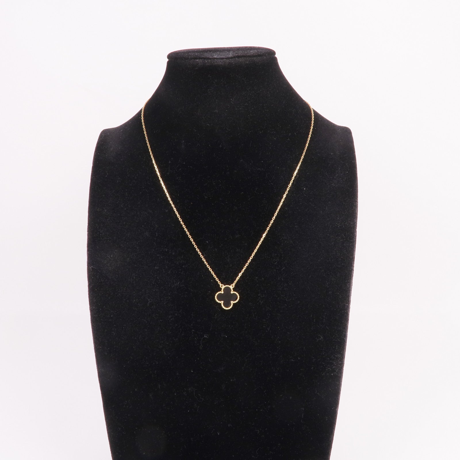 Van Cleef & Arpels 18K黃金Vintage Alhambra Onyx Necklace黑瑪瑙項鍊