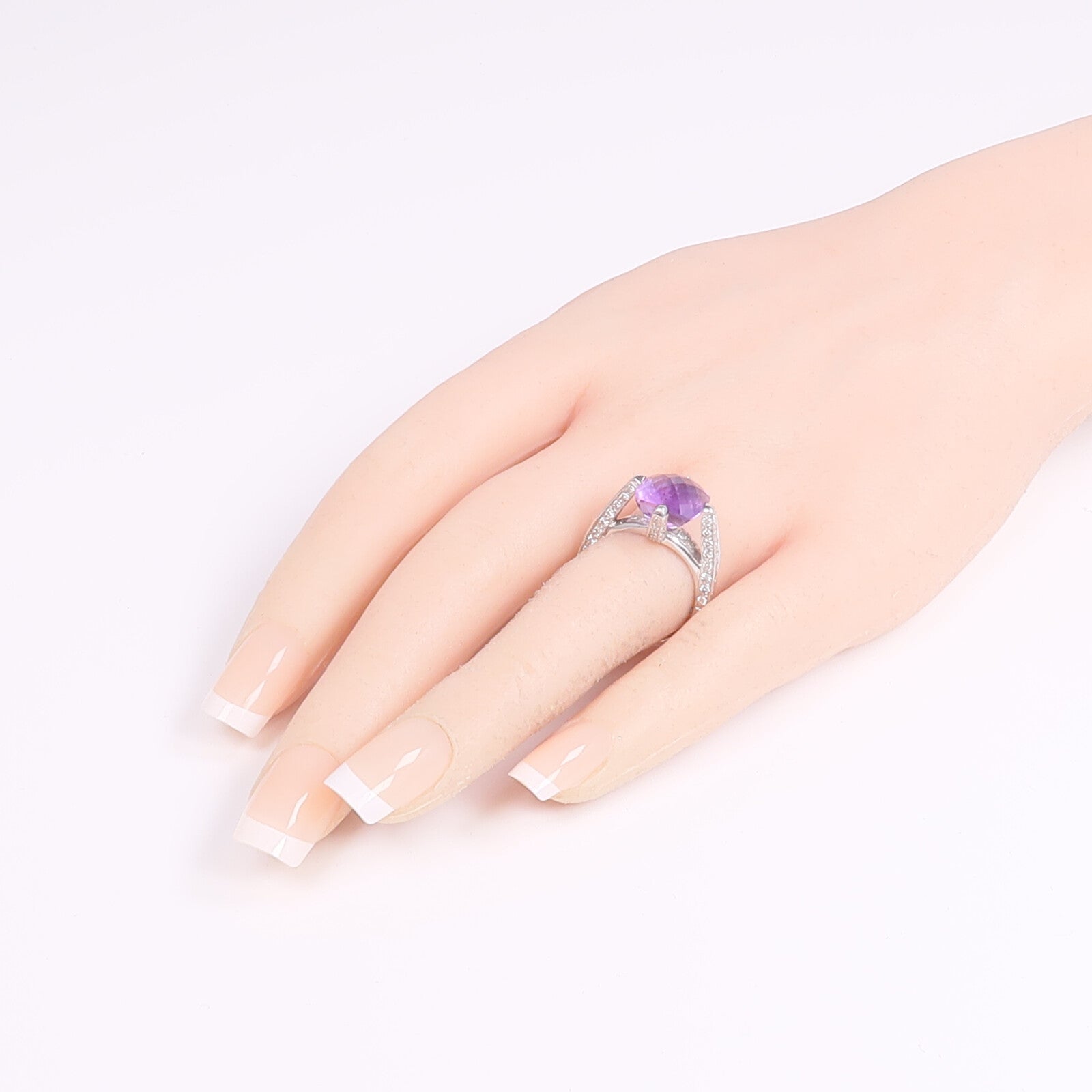 JEWELRY 18K白金Amethyst Diamond Ring紫晶/鑽石戒指US#6.75