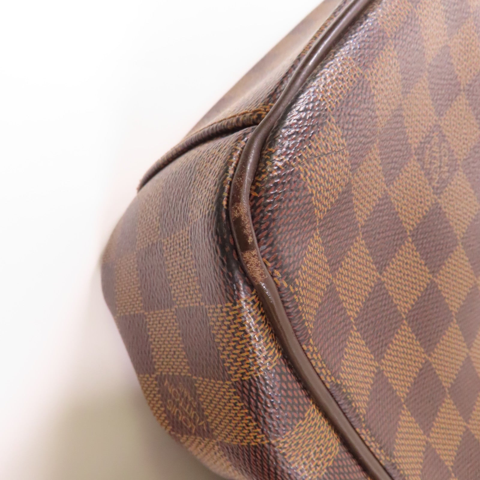 LOUIS VUITTON Damier Shelton MM金扣肩背袋棕色