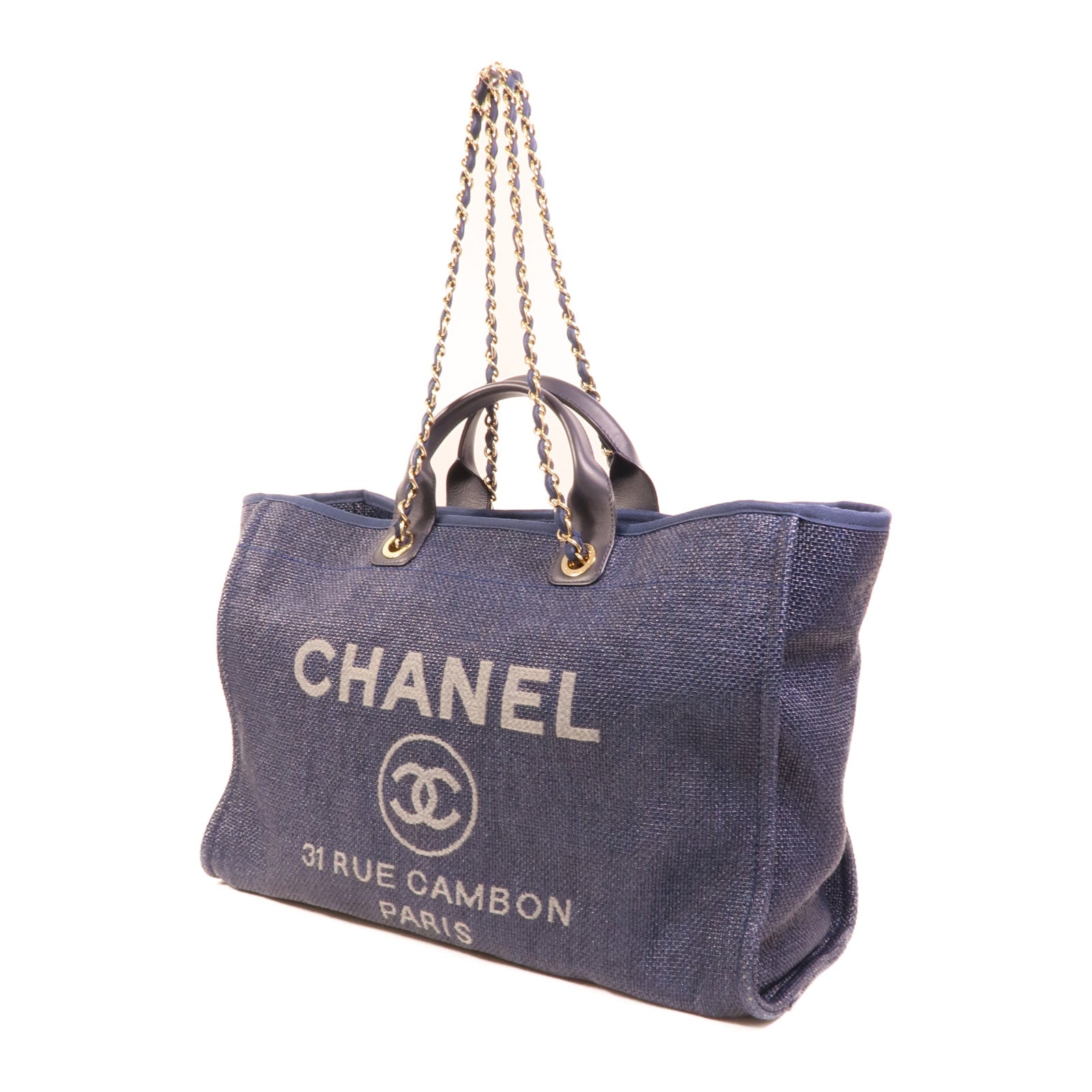 CHANEL Raffia/帆布Deauville Tote Bag手挽肩背兩用袋