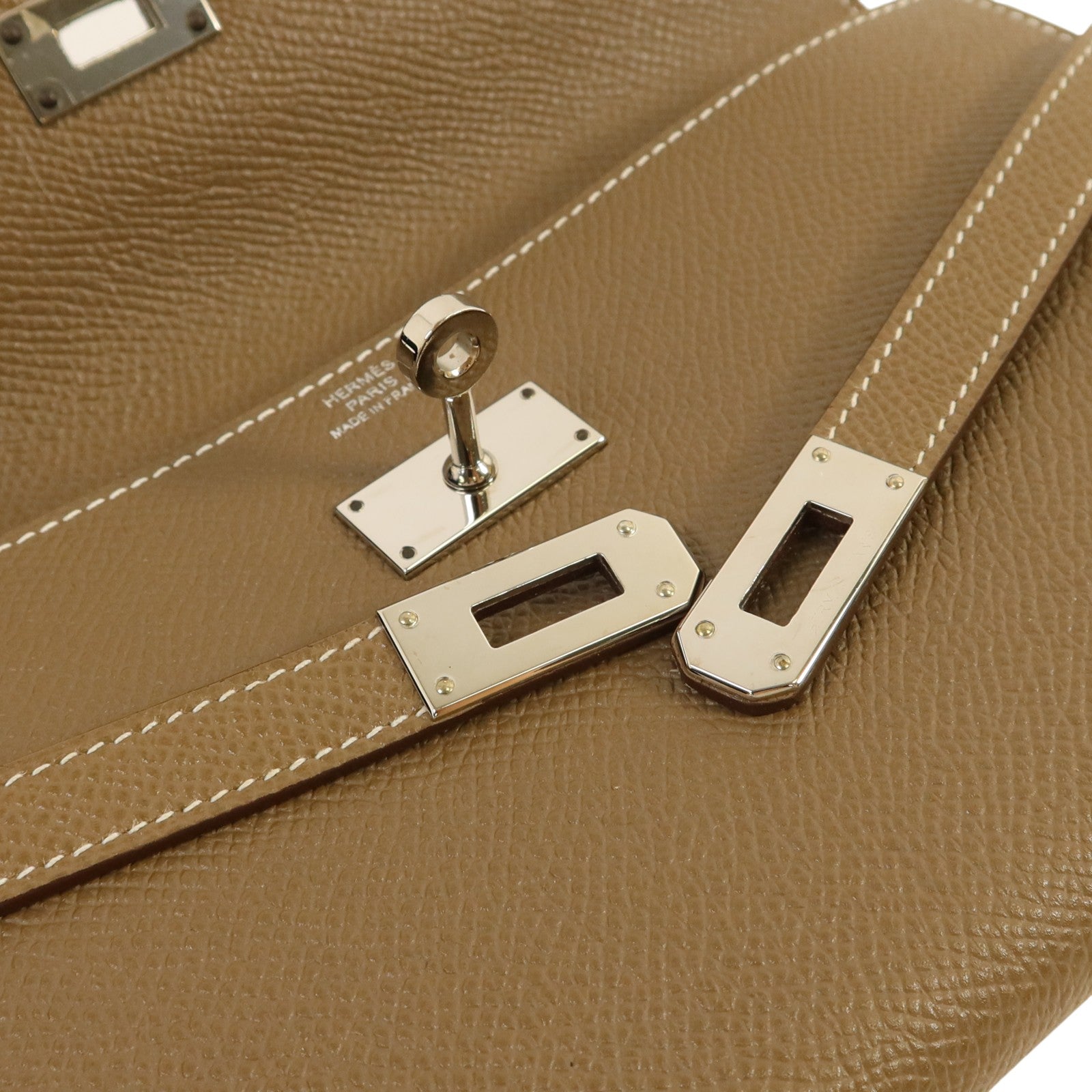 HERMES Epsom皮革Kelly Long Wallet銀扣長錢包Etoupe