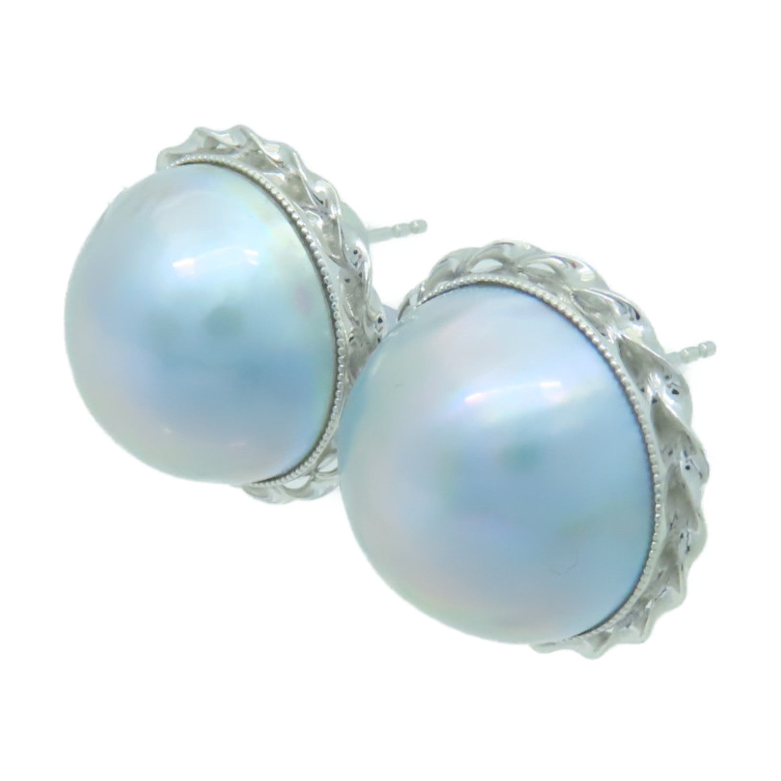 JEWELRY 【激減優惠】18K白金Pearl Earrings珍珠耳環淺藍色