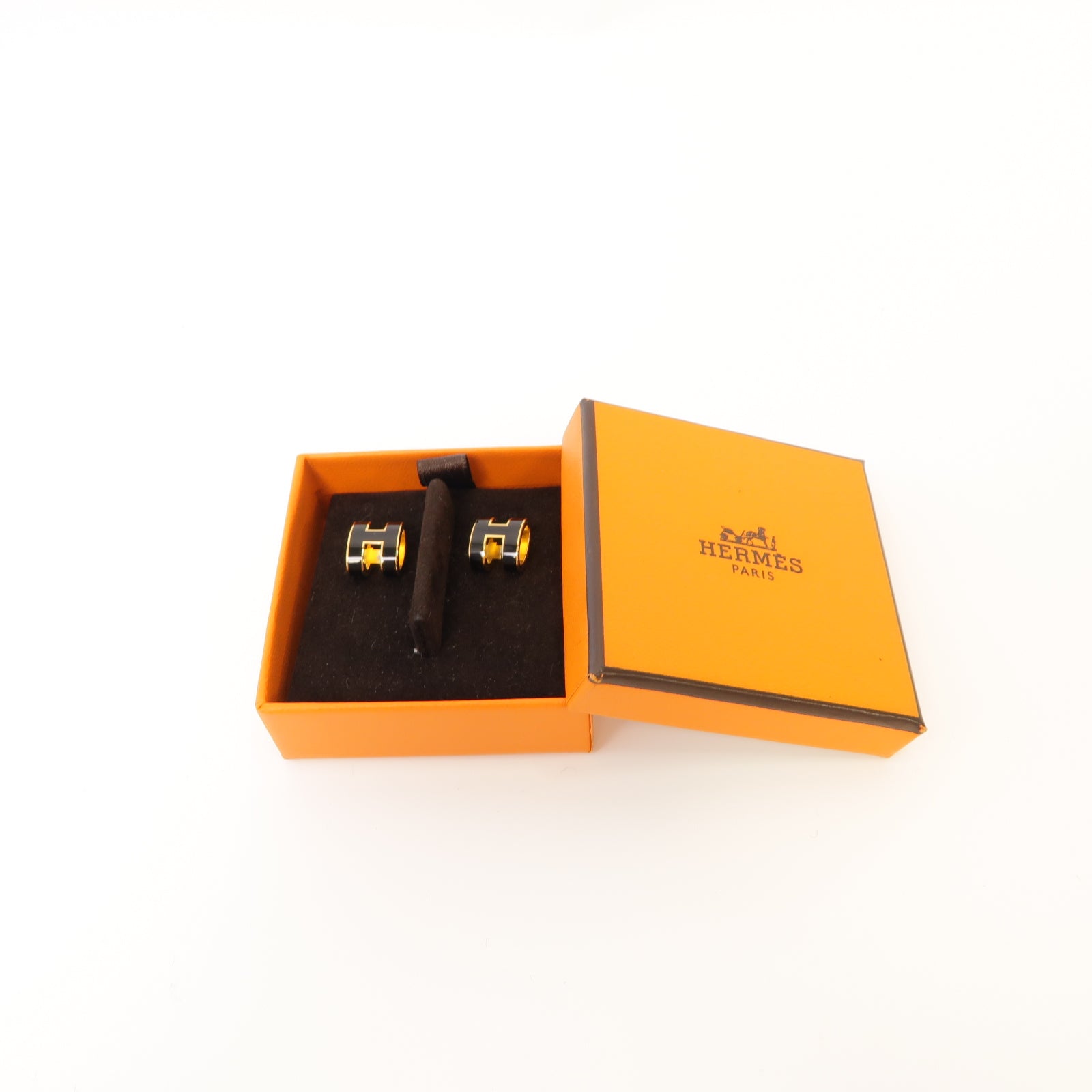 HERMES 金屬Pop H Earrings金扣耳環黑色