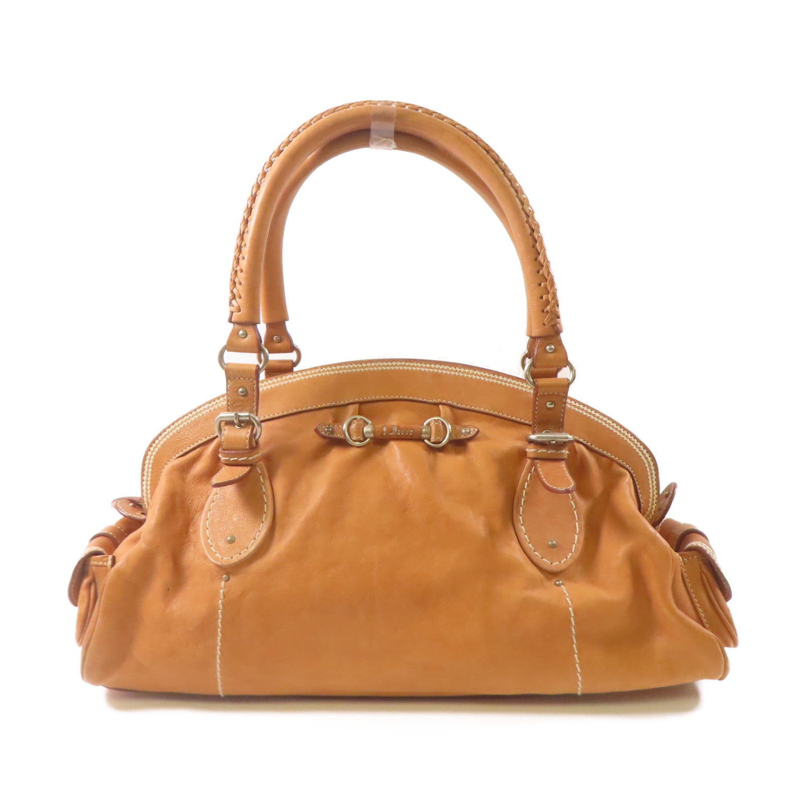 Dior 牛皮皮革Shoulder Bag銀扣肩背袋駱駝色