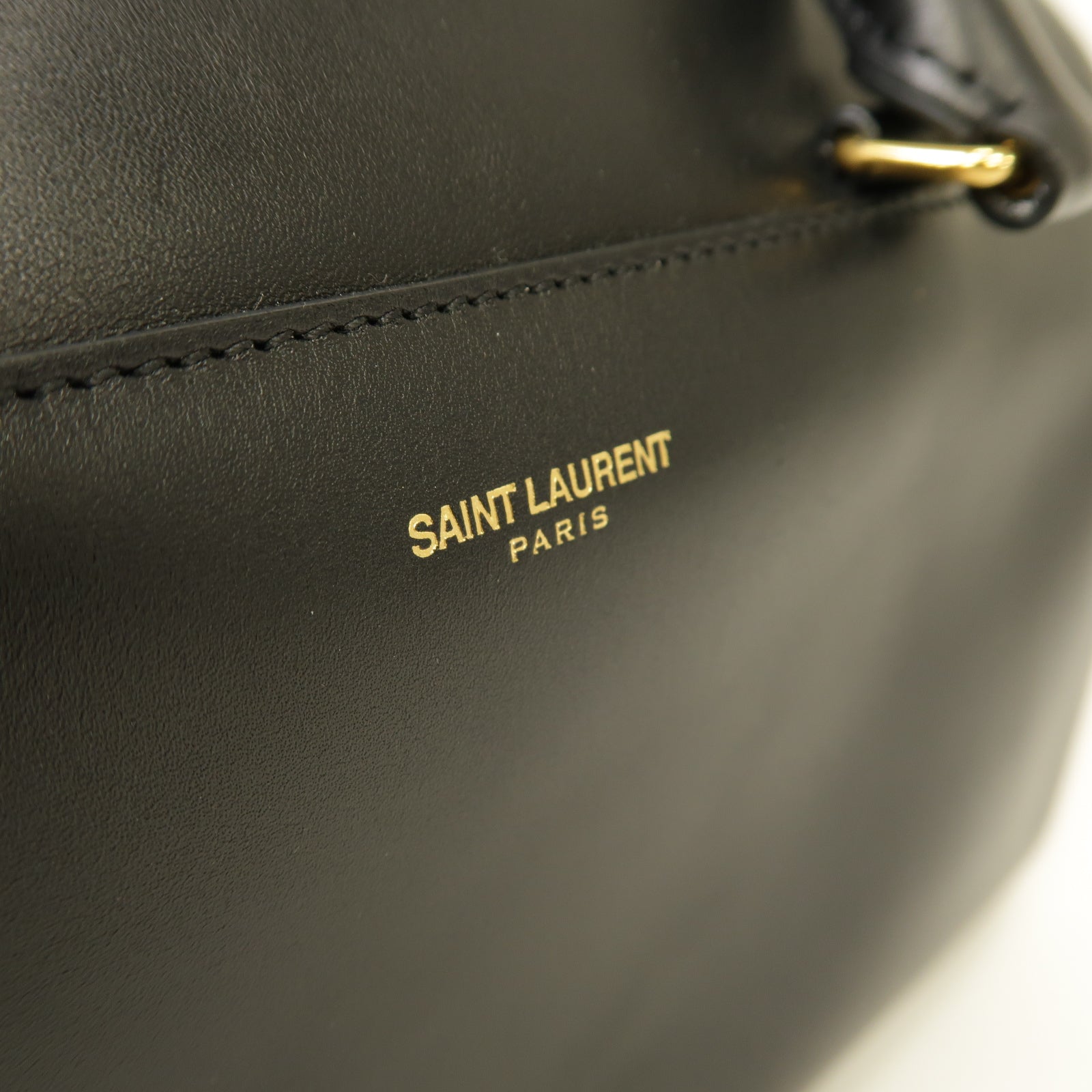 YVES SAINT LAURENT 牛皮皮革 2 Way Bag 金扣手挽肩背兩用袋黑色